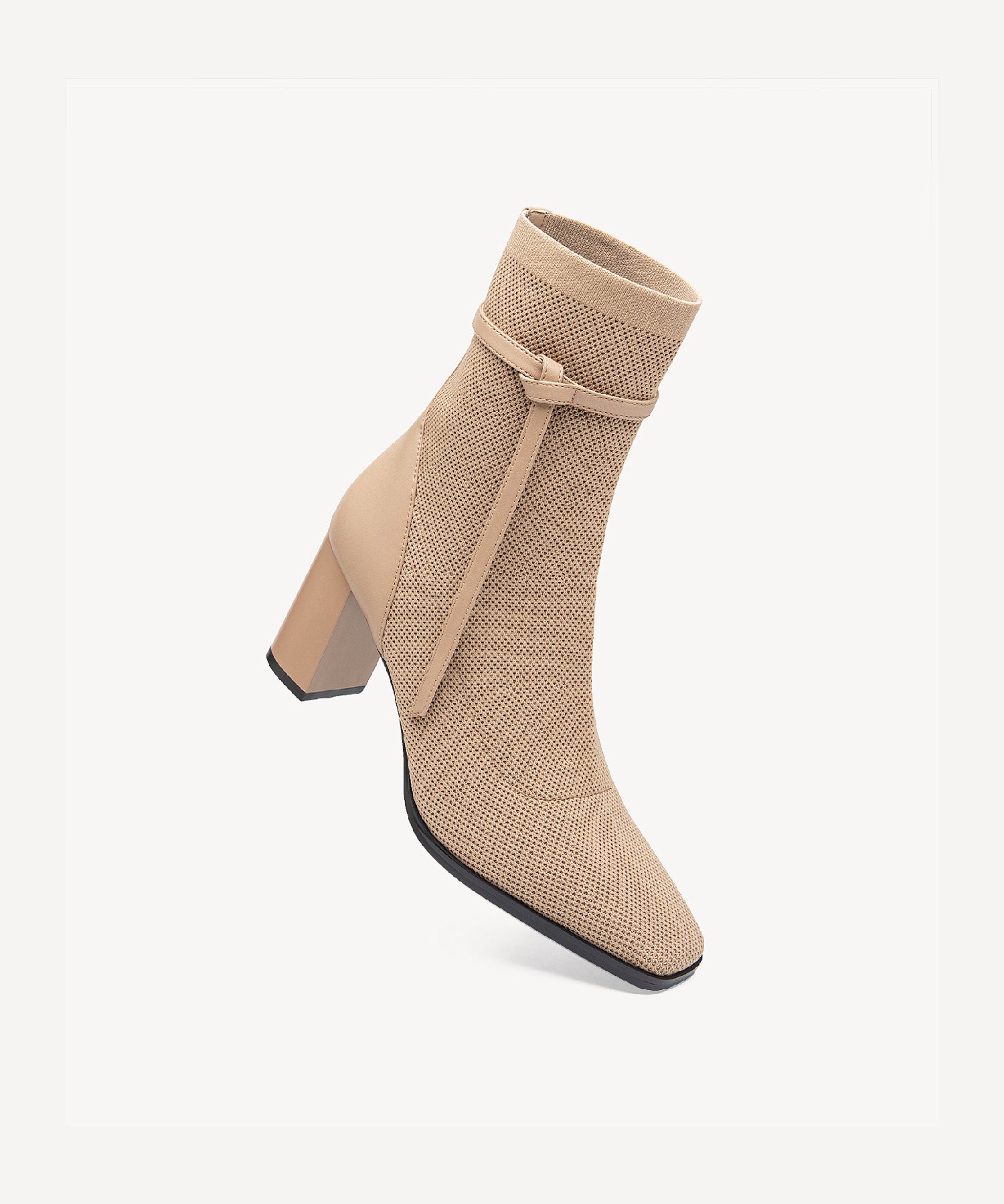 Commute Square Toe Chunky Heeled Ankle Boots Coffee