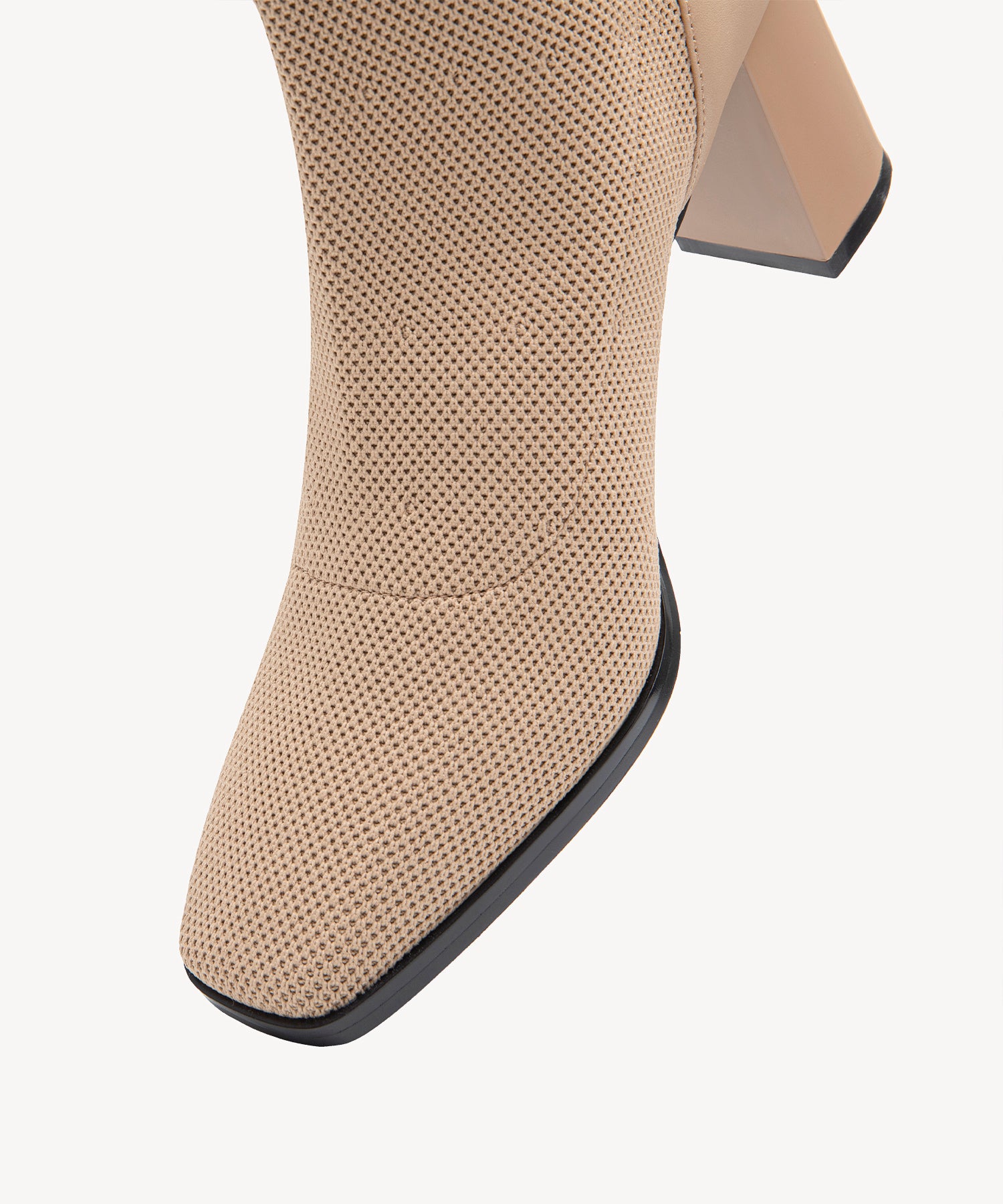 Commute Square Toe Chunky Heeled Ankle Boots Apricot