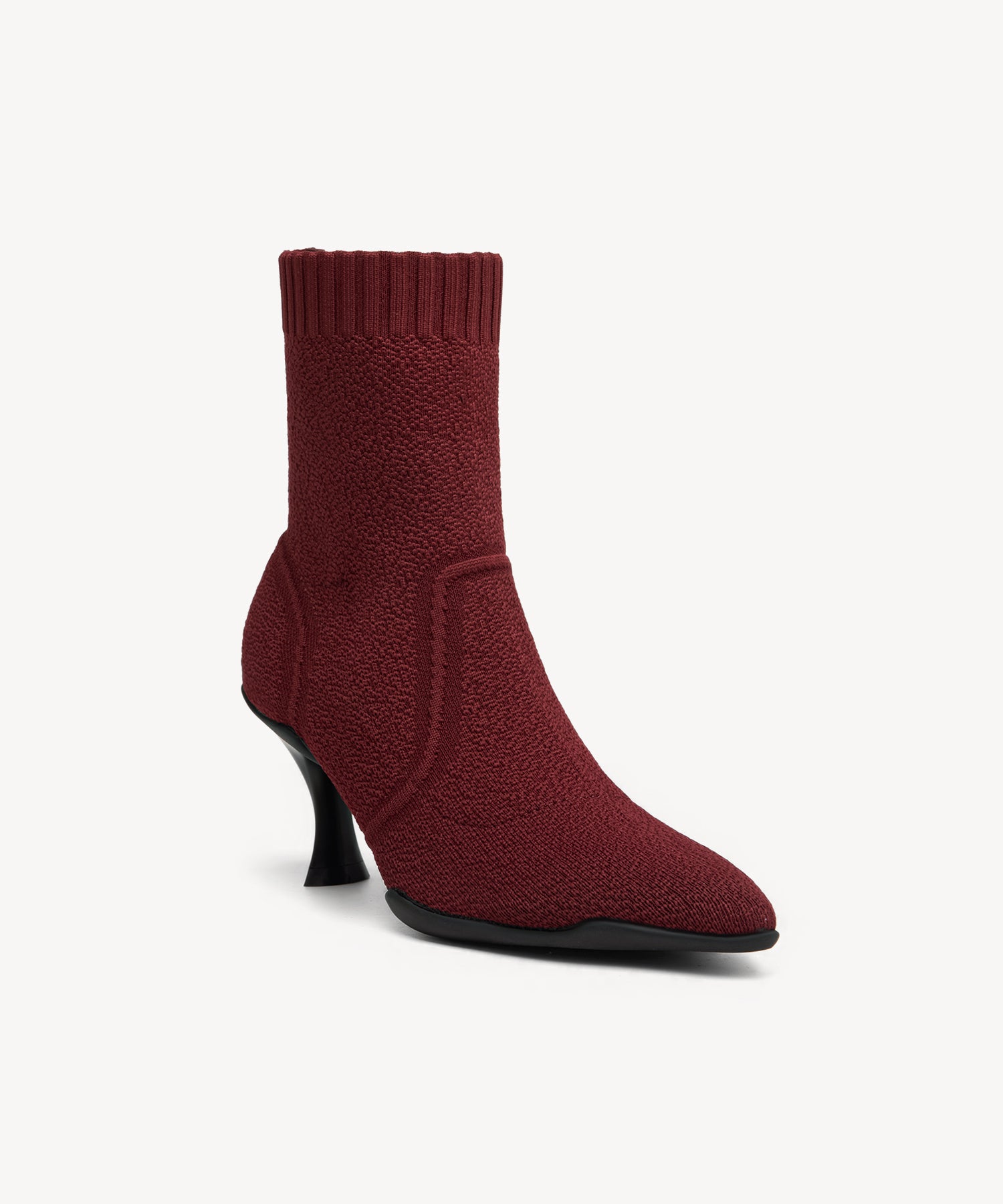 Minimalist  Pointed Toe Stiletto Ankle Boots Burgundy