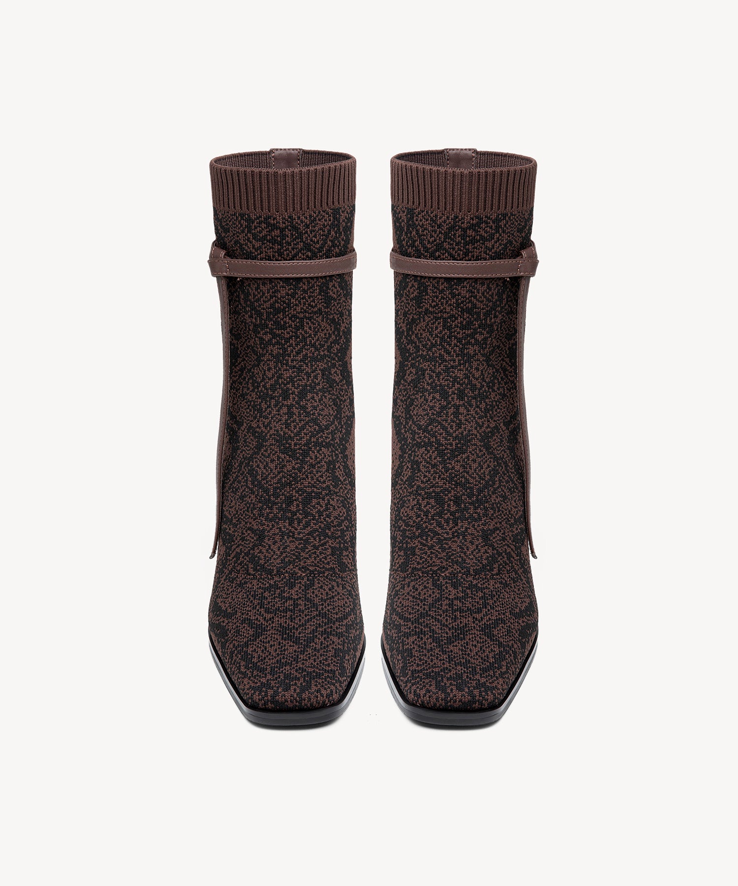 Commute Square Toe Chunky Heeled Ankle Boots Brown Snake Print