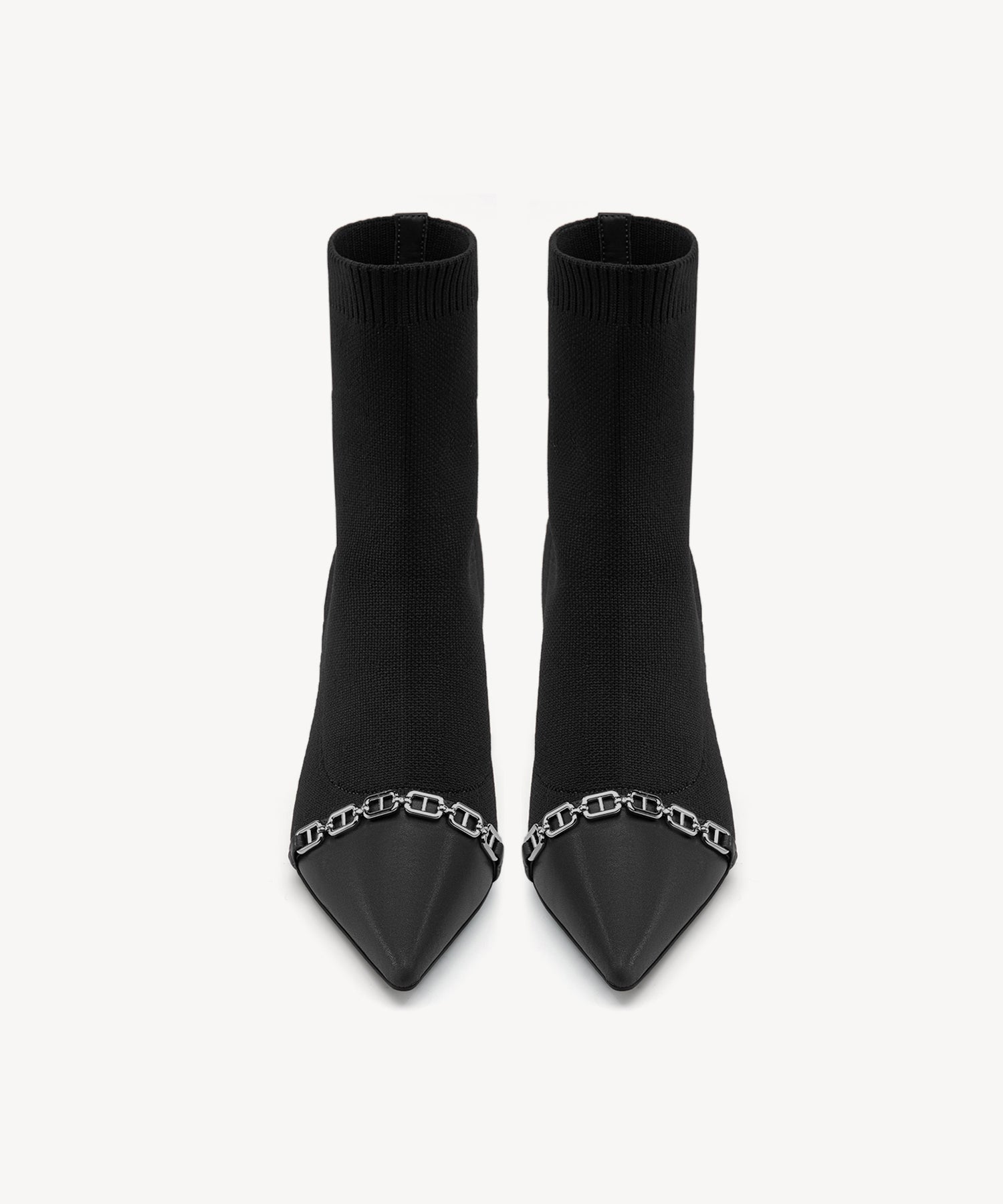 Trendy Pointed Toe Sock Ankle Boots Black