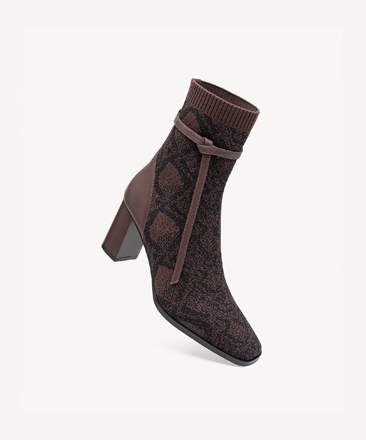 Commute Square Toe Chunky Heeled Ankle Boots Coffee