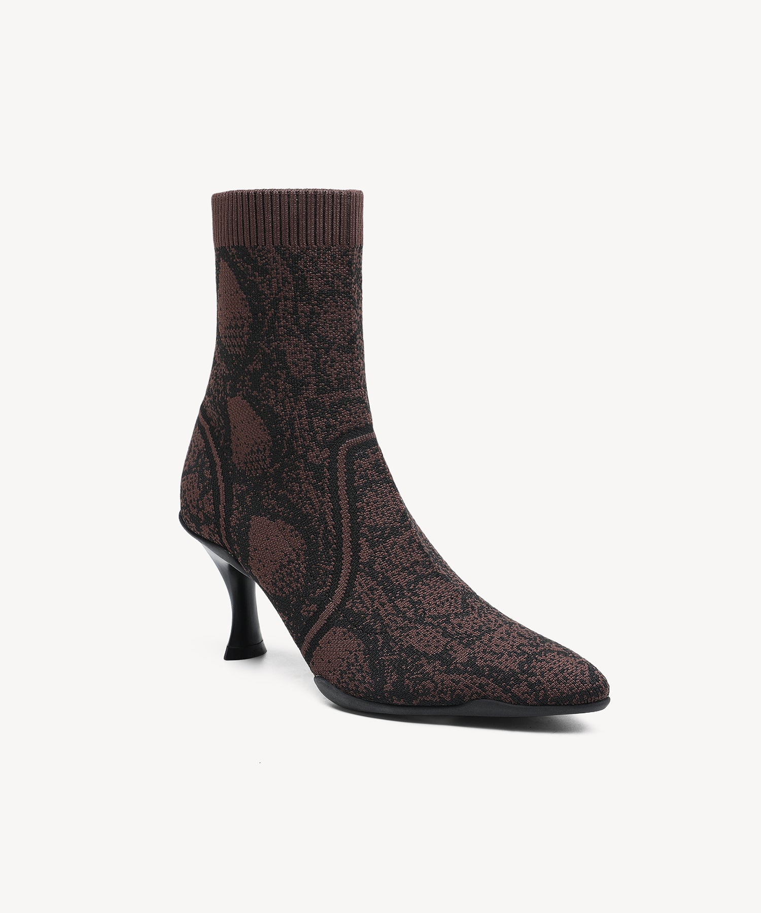 Minimalist  Pointed Toe Stiletto Ankle Boots Brown Snake Print