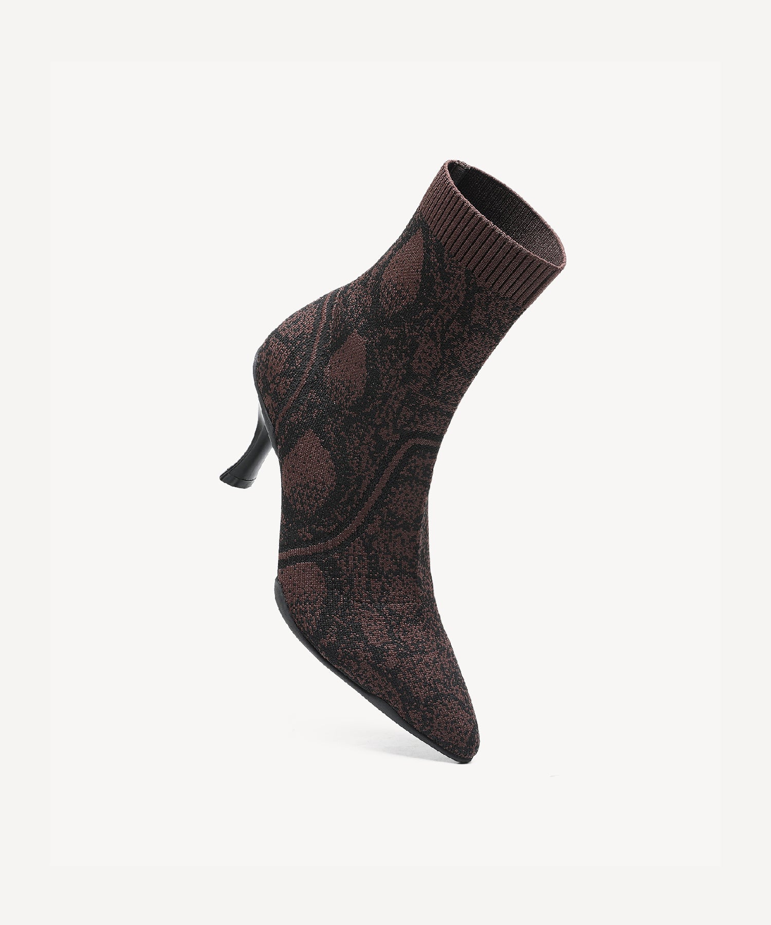 Minimalist  Pointed Toe Stiletto Ankle Boots Brown Snake Print