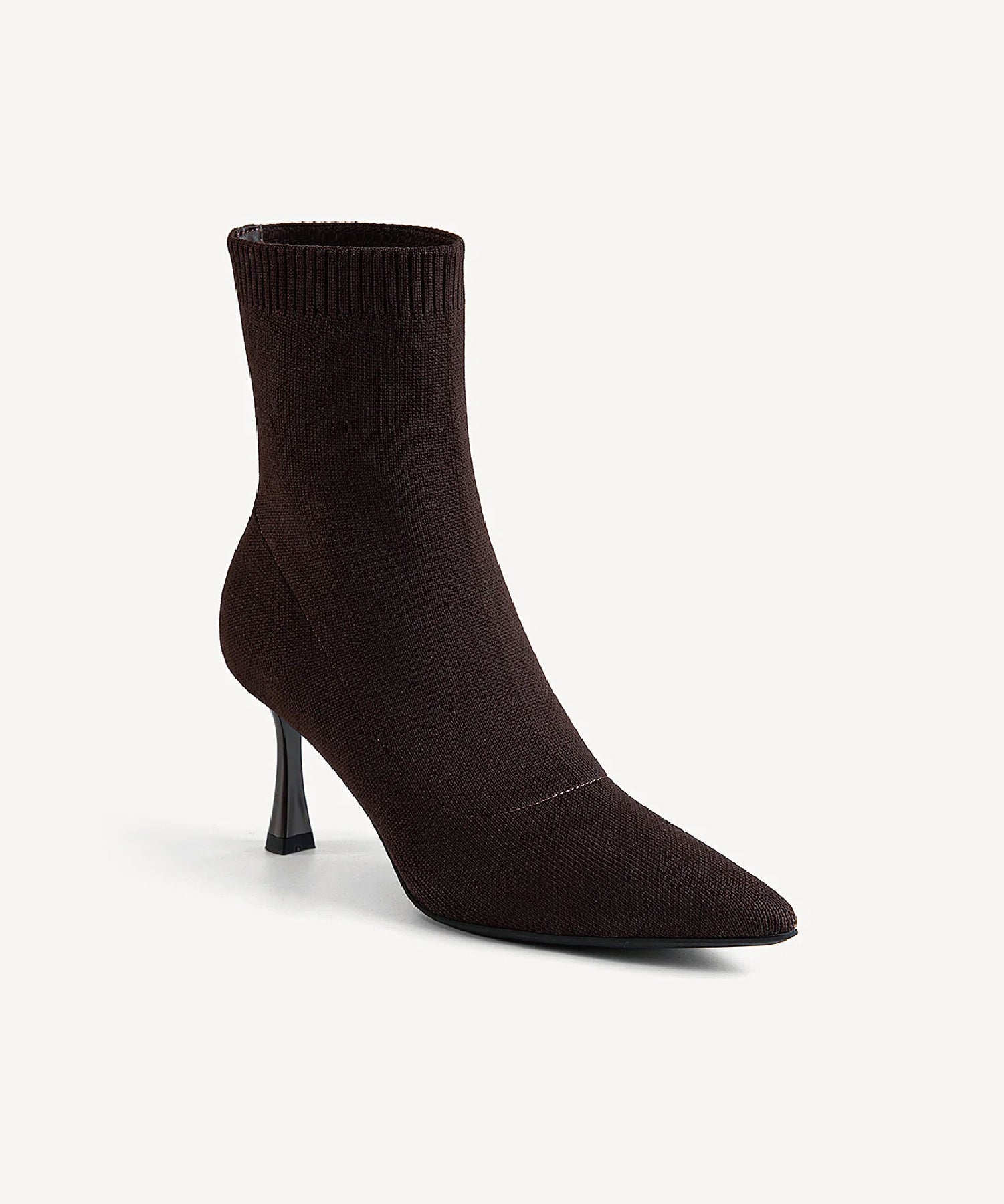 Minimalist Pointed Toe Sock Ankle Boots Coffee