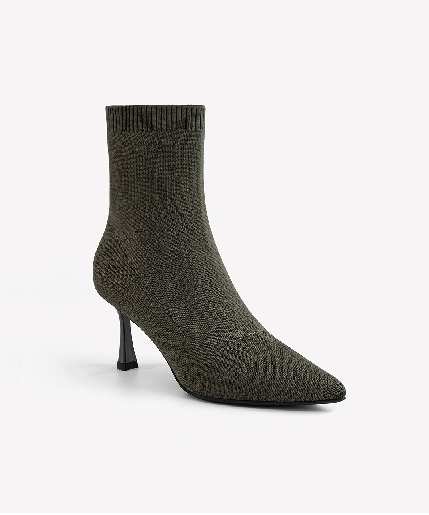 Minimalist Pointed Toe Sock Ankle Boots Green