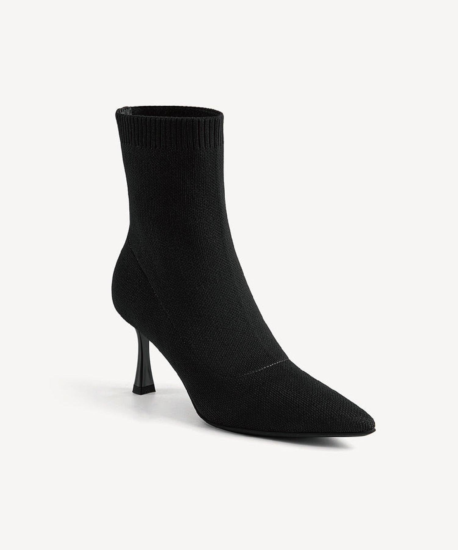 Minimalist Pointed Toe Sock Ankle Boots Black