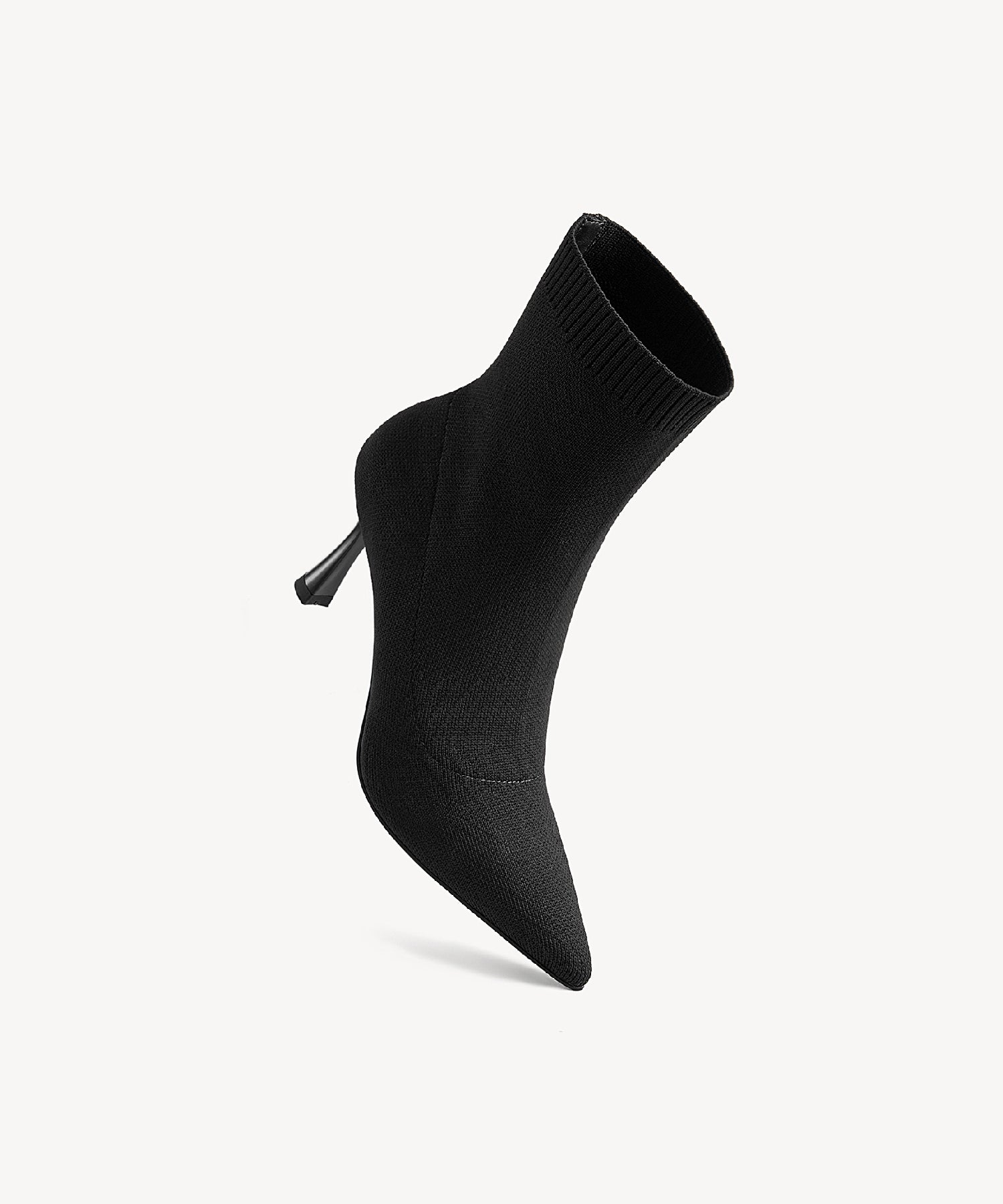 Minimalist Pointed Toe Sock Ankle Boots Black