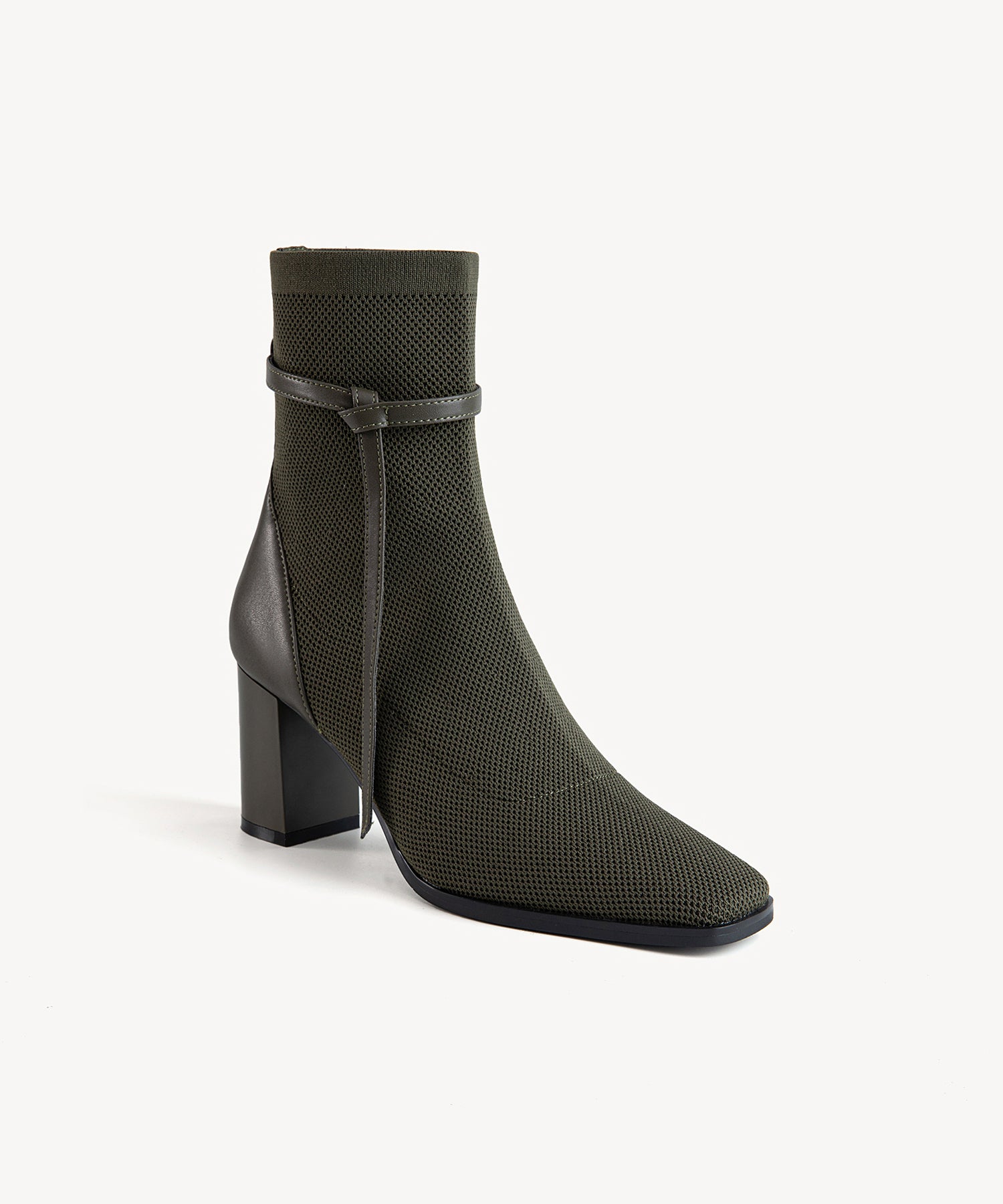 Commute Square Toe Chunky Heeled Ankle Boots Coffee