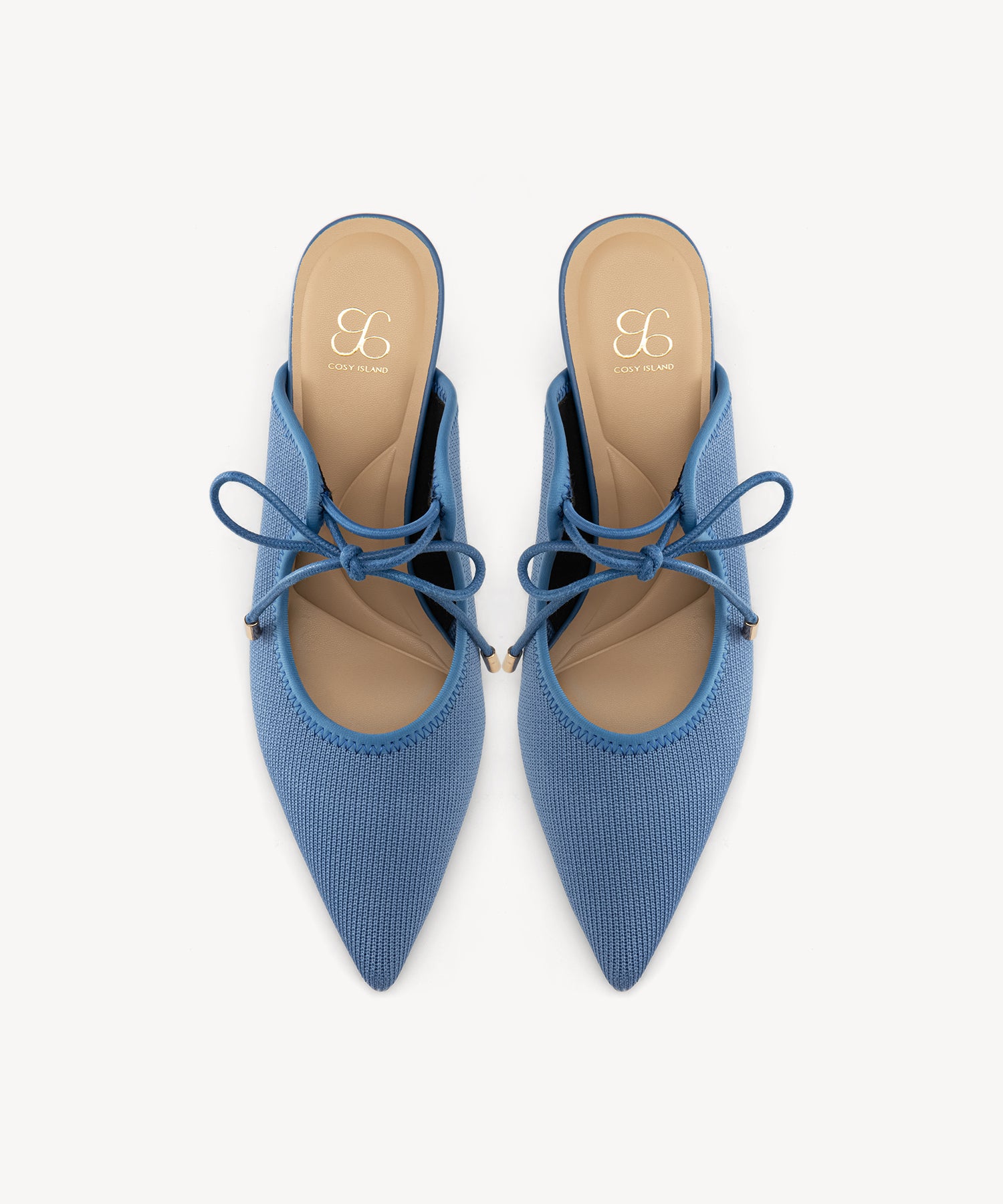 Elegant Chic Pointed Toe Heeled Mules Blue