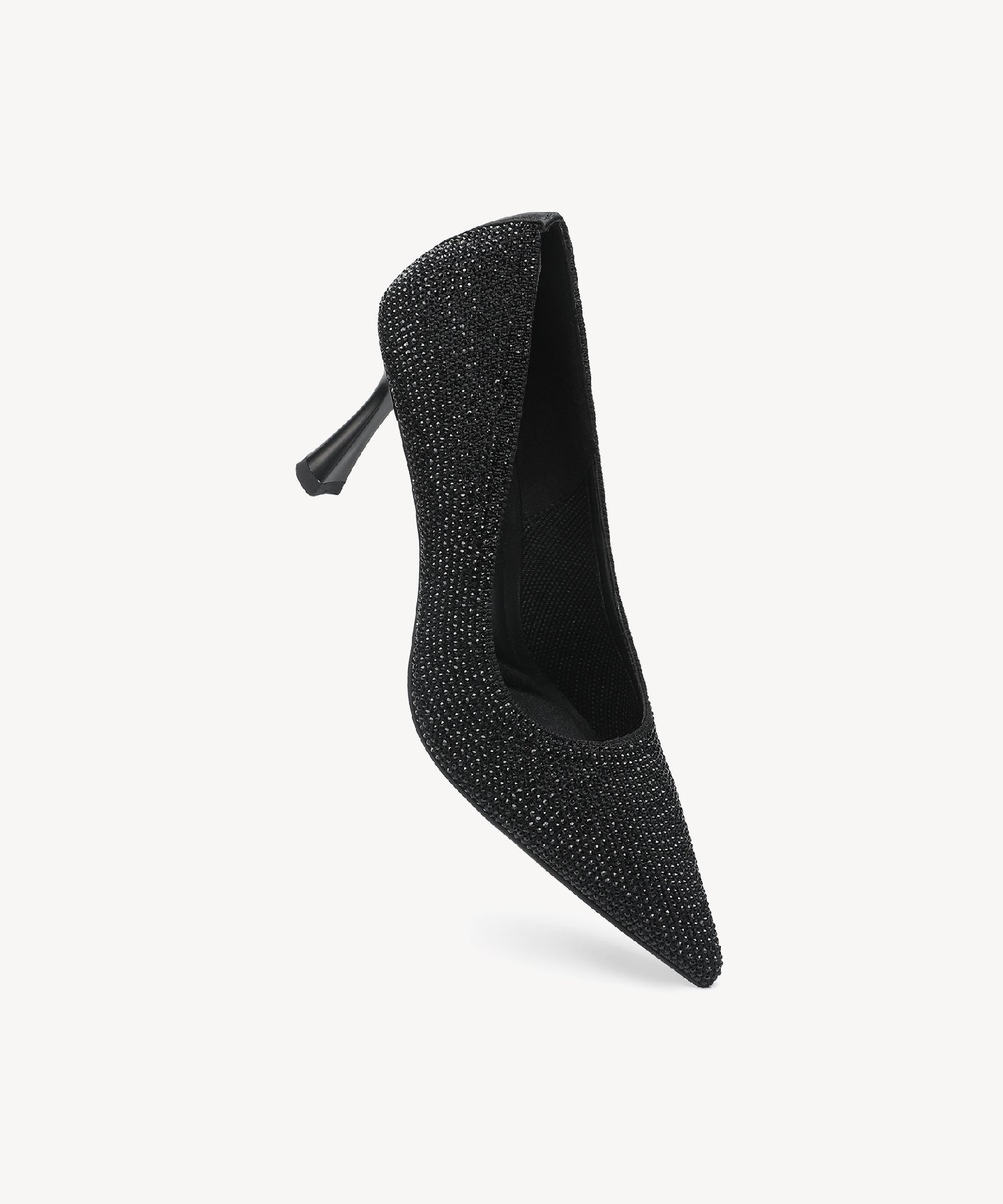 Diamond Pointed Toe Heeled Pumps Black