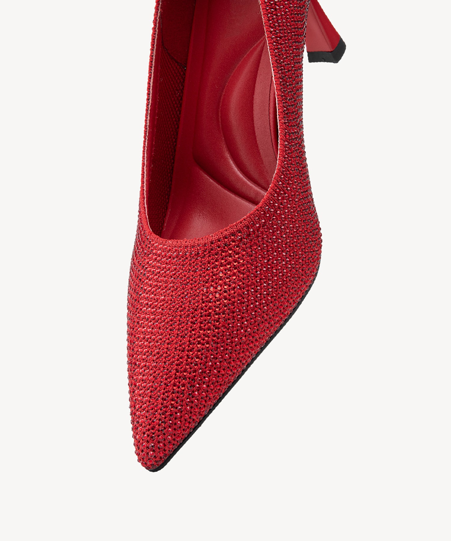 Diamond Pointed Toe Heeled Pumps #color_red