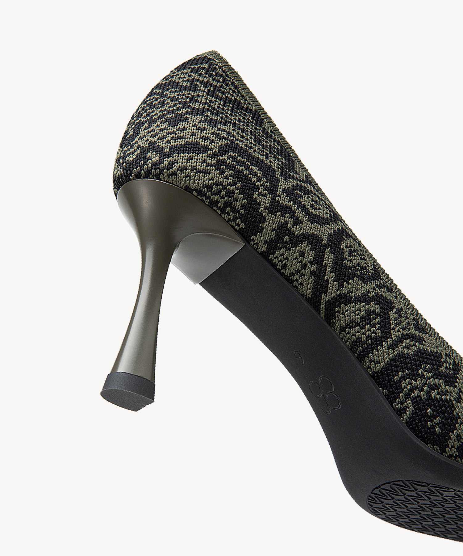 Minimalist Mesh Stiletto Heeled Pumps Black Snake Print