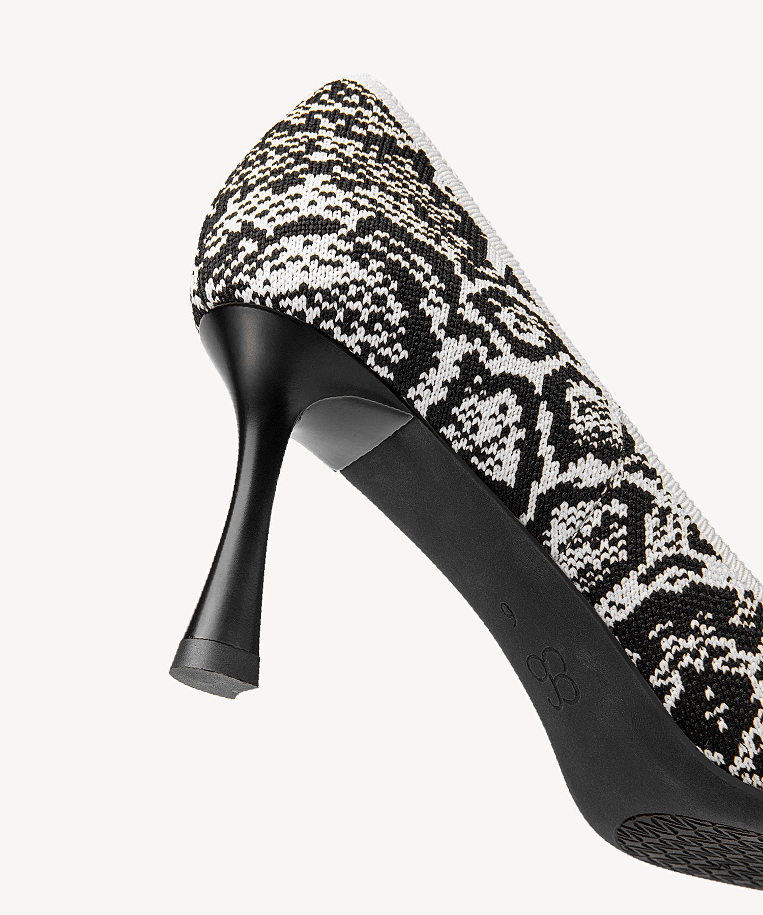 Minimalist Mesh Stiletto Heeled Pumps Black Snake Print