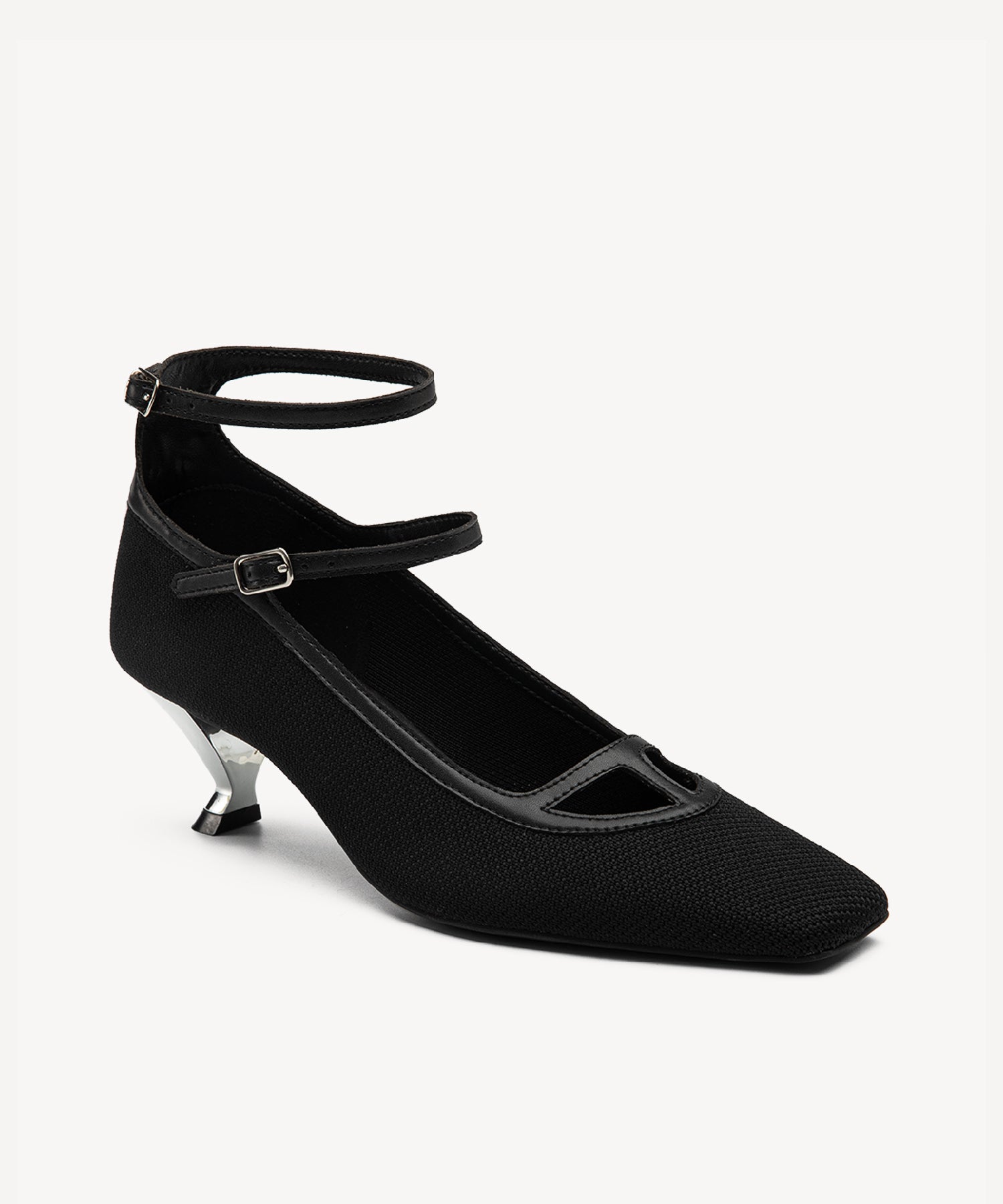 Elegant Square Toe Strap Heeled Pumps