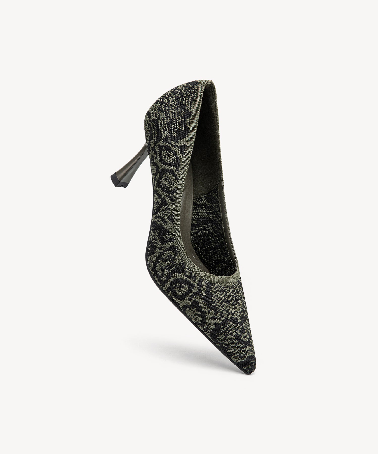 Minimalist Mesh Stiletto Heeled Pumps Black Apricot Snake Print