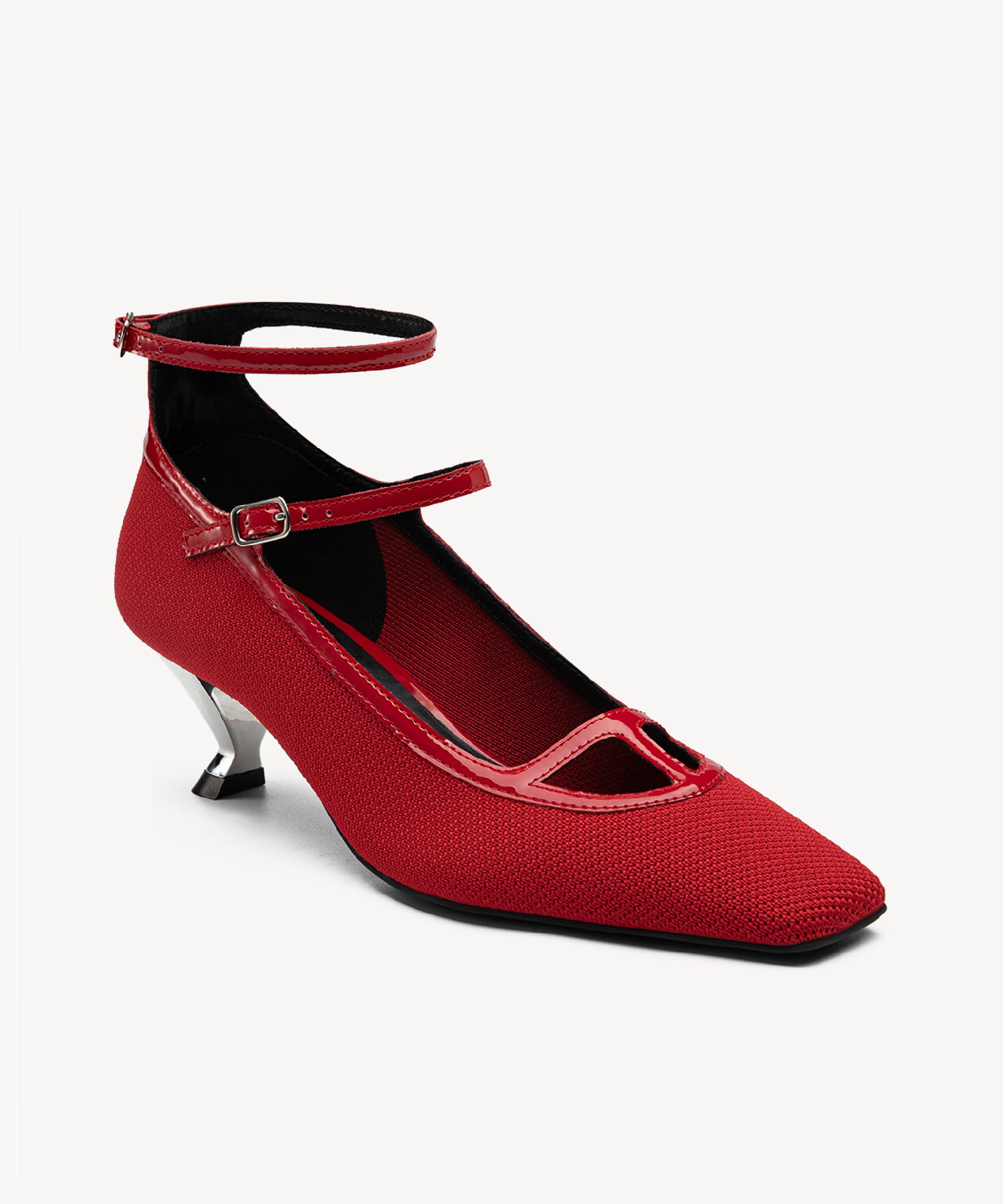 Elegant Square Toe Strap Heeled Pumps