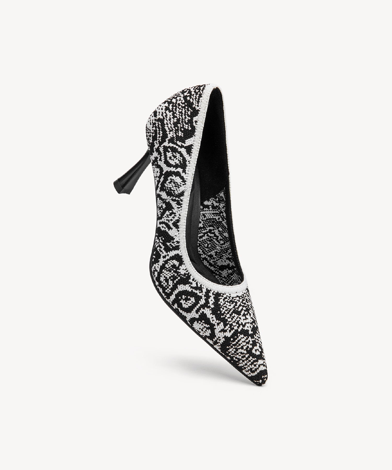 Minimalist Mesh Stiletto Heeled Pumps Black Snake Print