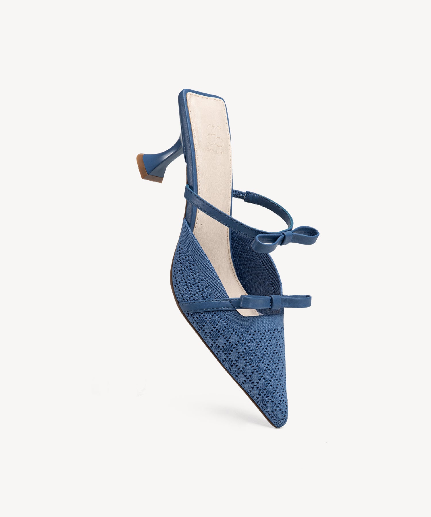 Bowknot Pointed Toe Heeled Mules Cosy Island #color_blue