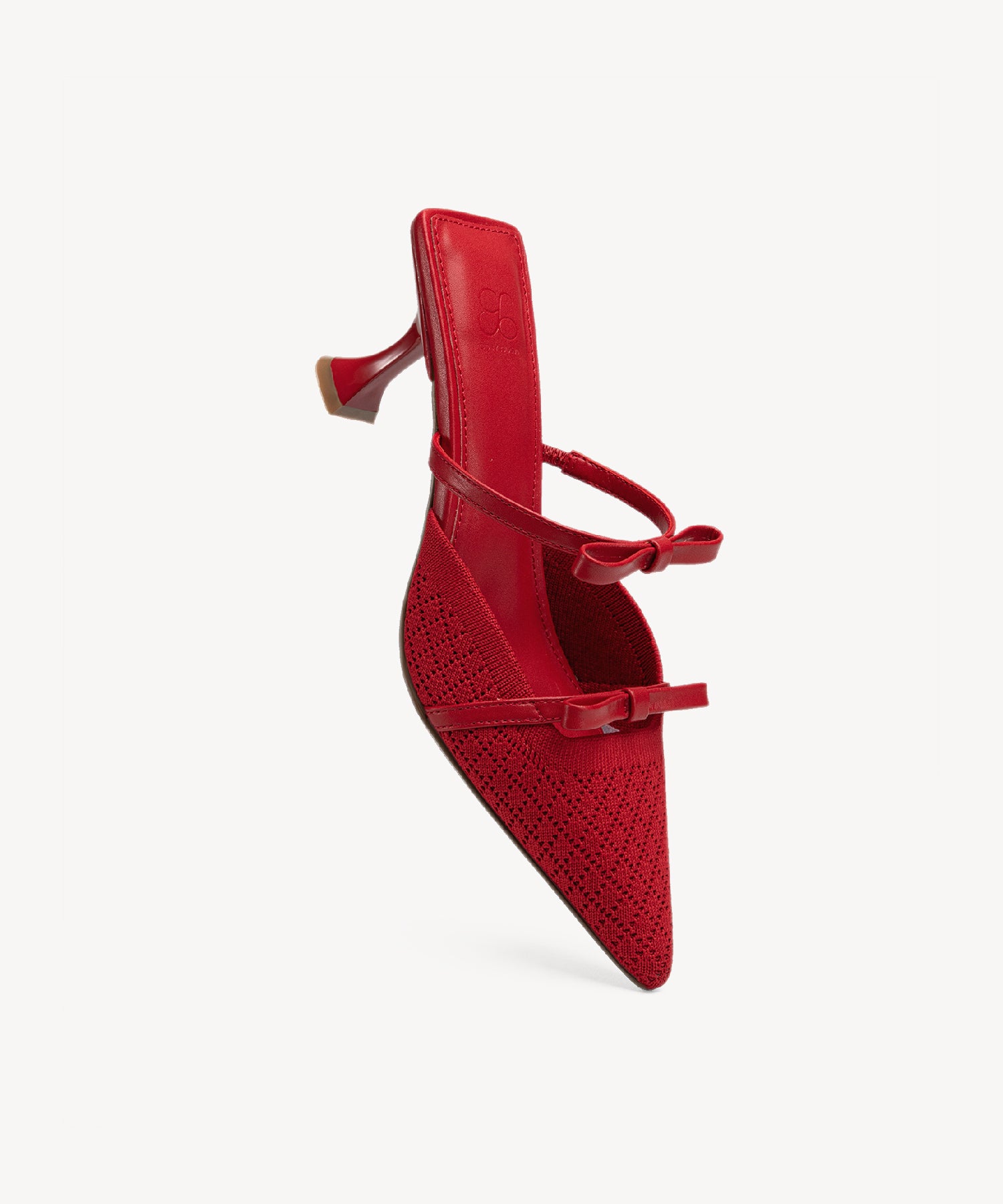 Bowknot Pointed Toe Heeled Mules Cosy Island #color_red