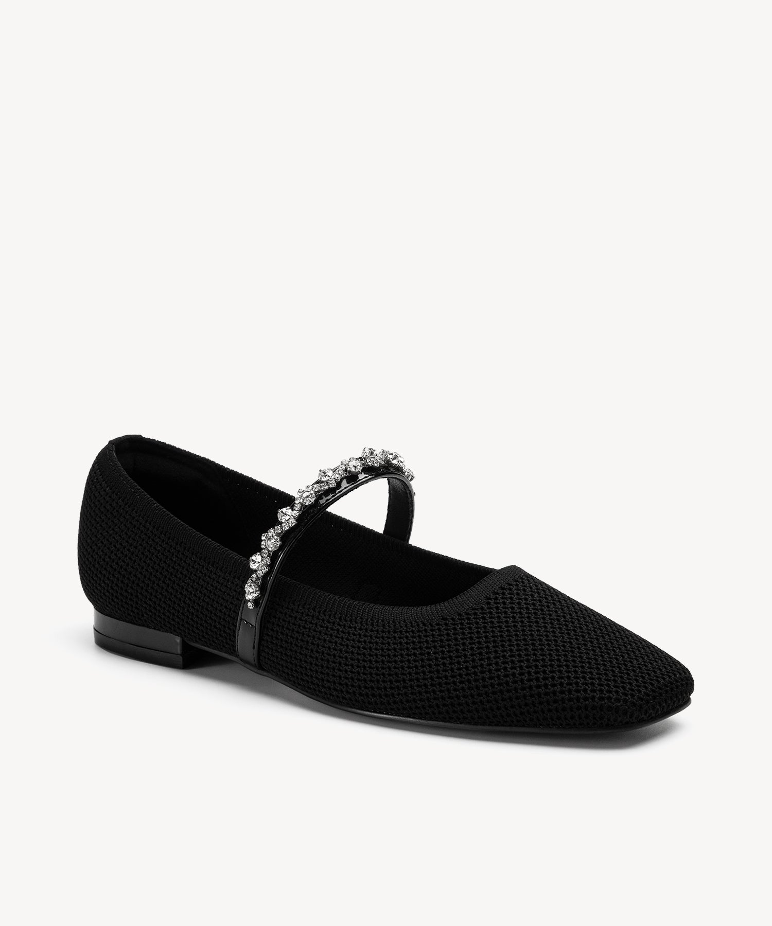 Sweet Square Toe Crystal Mary Janes COSY ISLAND #color_black