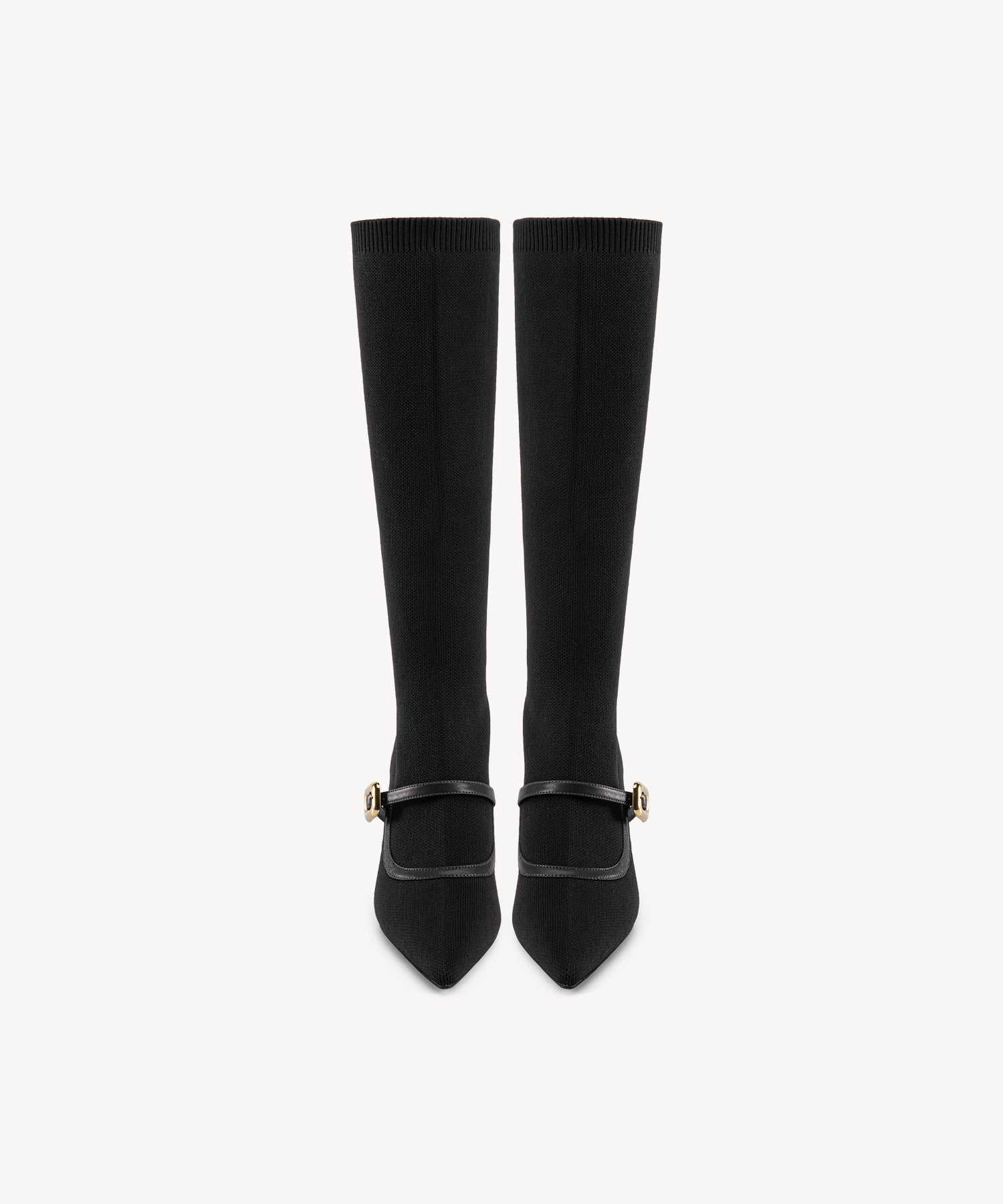 Enchanted Buckle Pointed Toe Sock High Boots