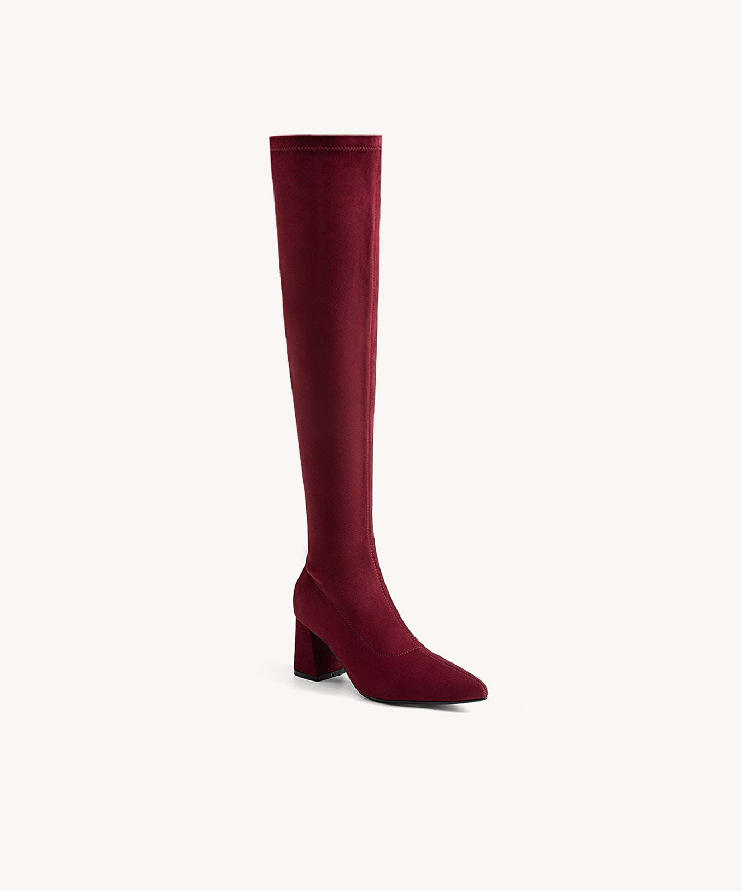 Minimalist Zipper Pointed Toe High Boots Red