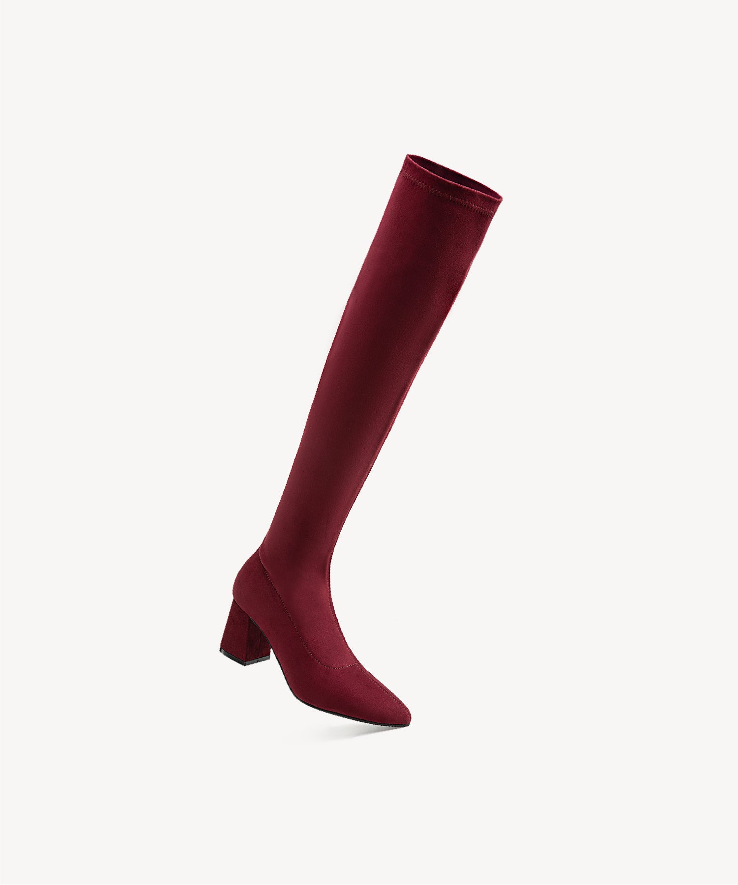 Minimalist Zipper Pointed Toe High Boots Red