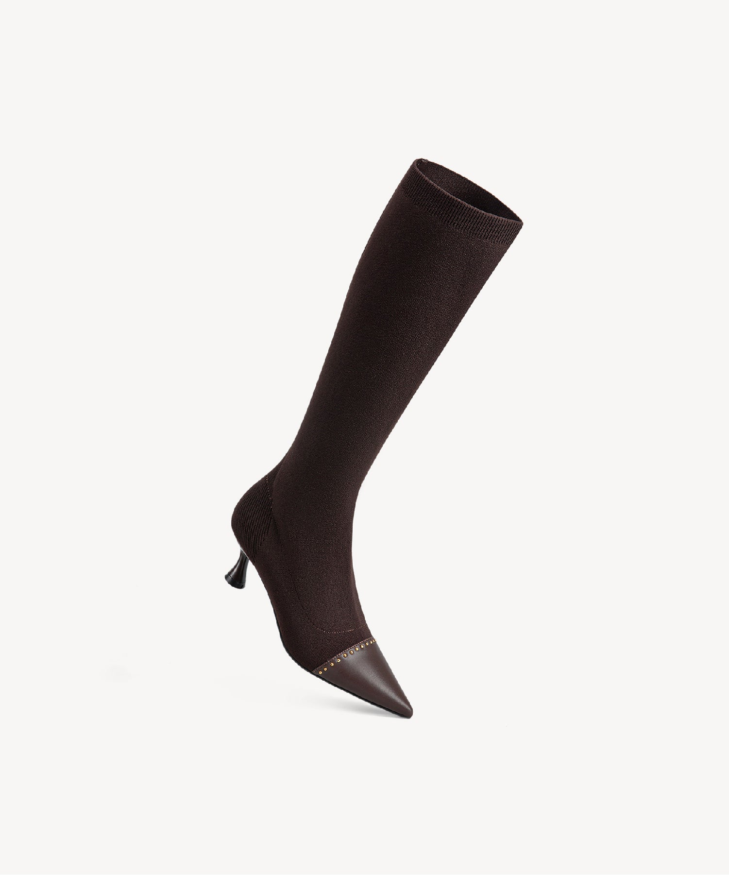 Glimmer Pointed Toe Sock High Boots Coffee