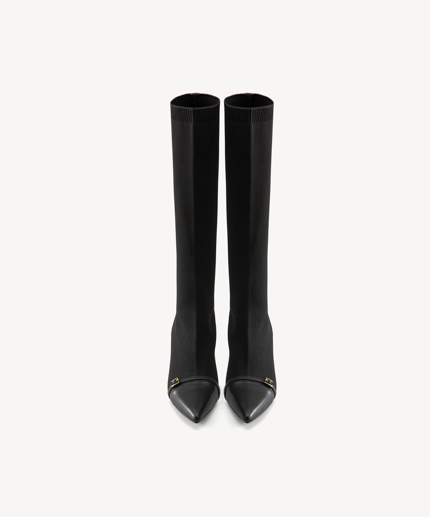 Leather Pointed Toe Heeled Long Boots