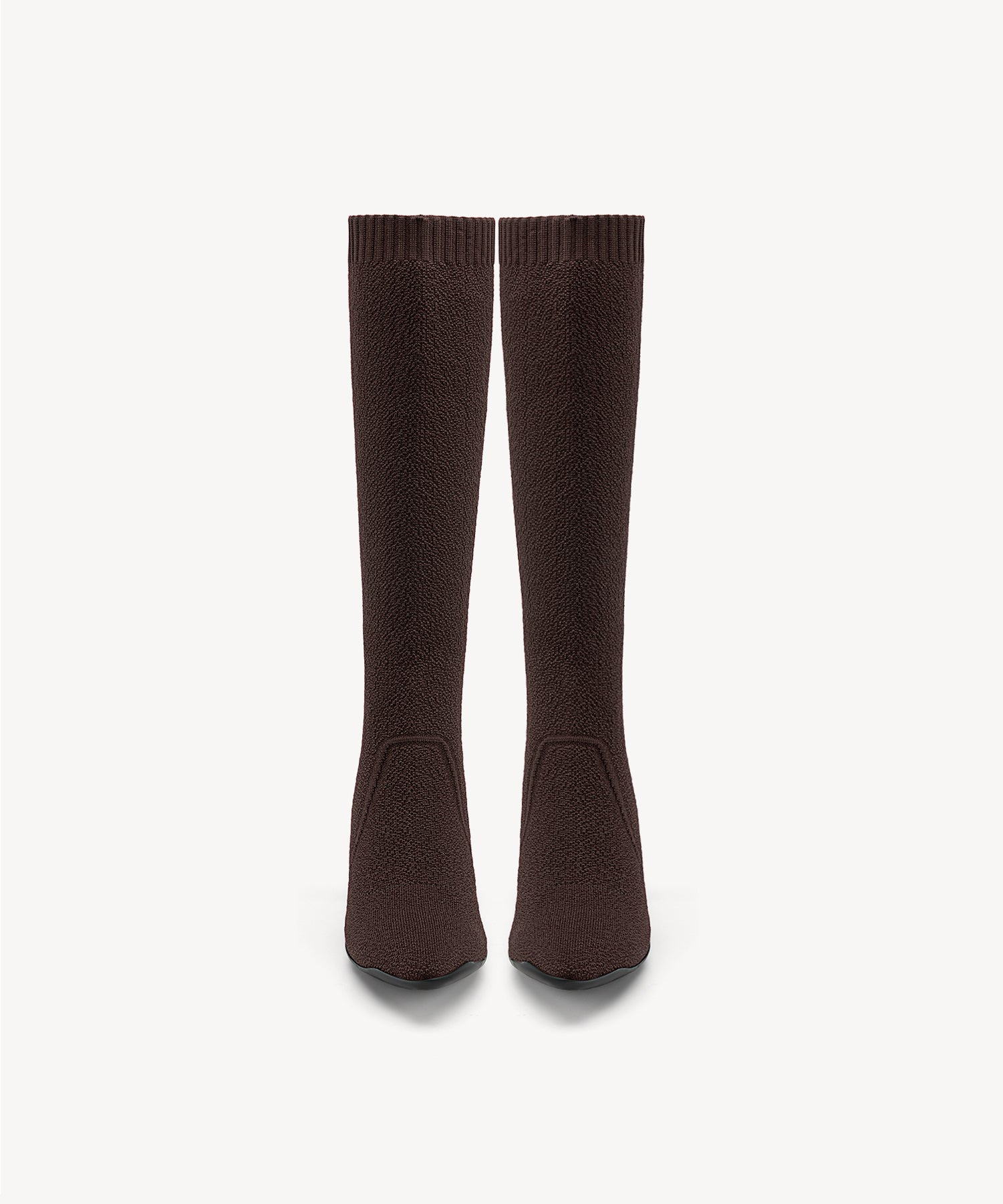 Minimalist  Pointed Toe Heeled Long Boots Coffee