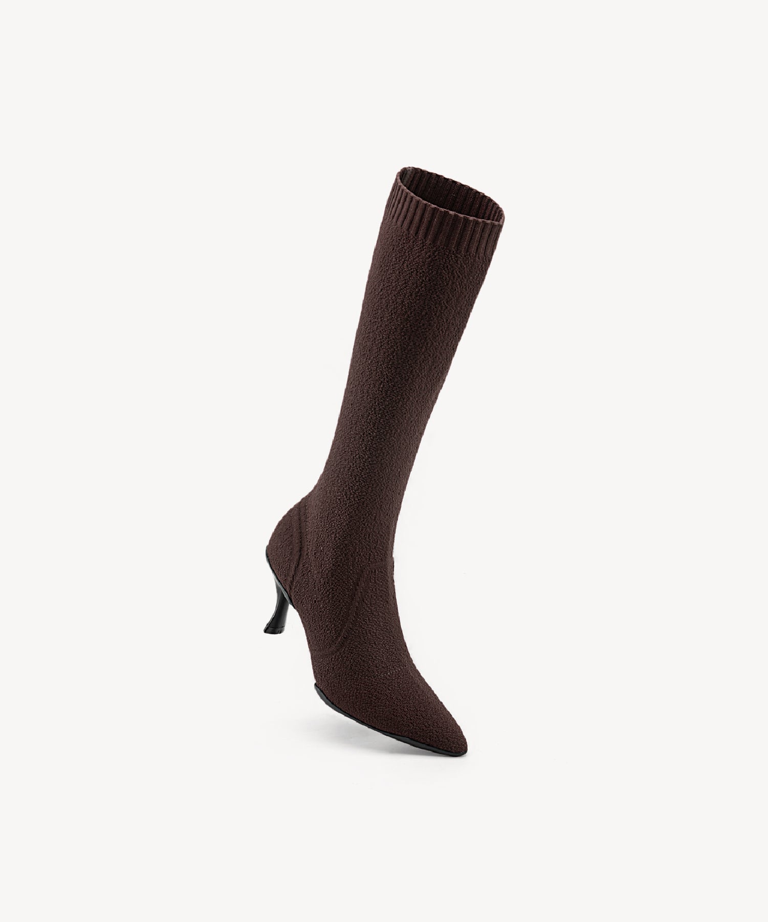 Minimalist  Pointed Toe Heeled Long Boots Coffee