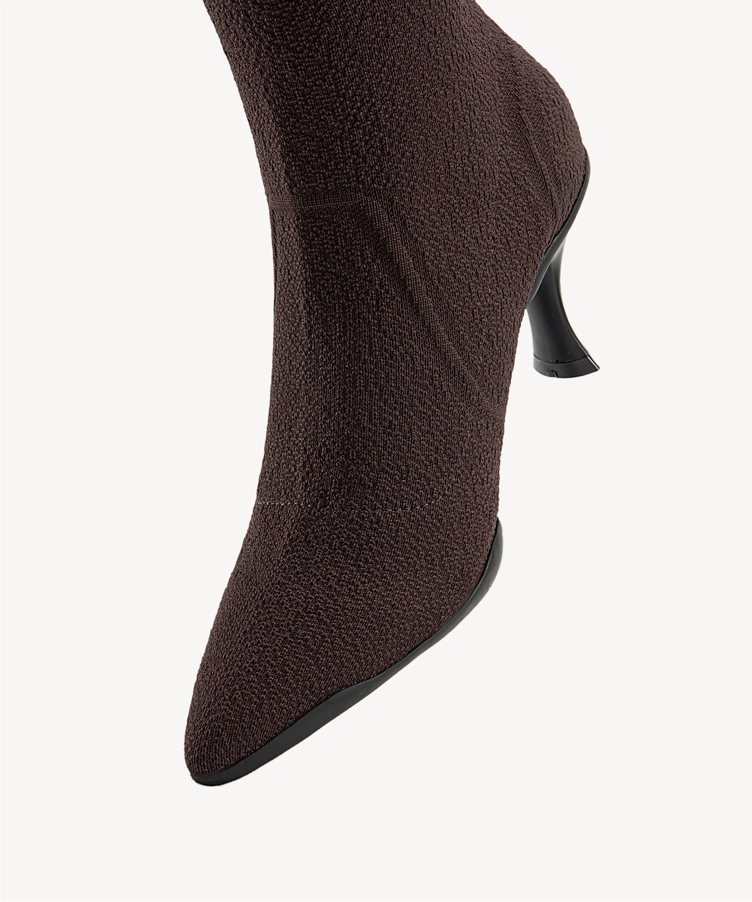 Minimalist  Pointed Toe Heeled Long Boots Coffee