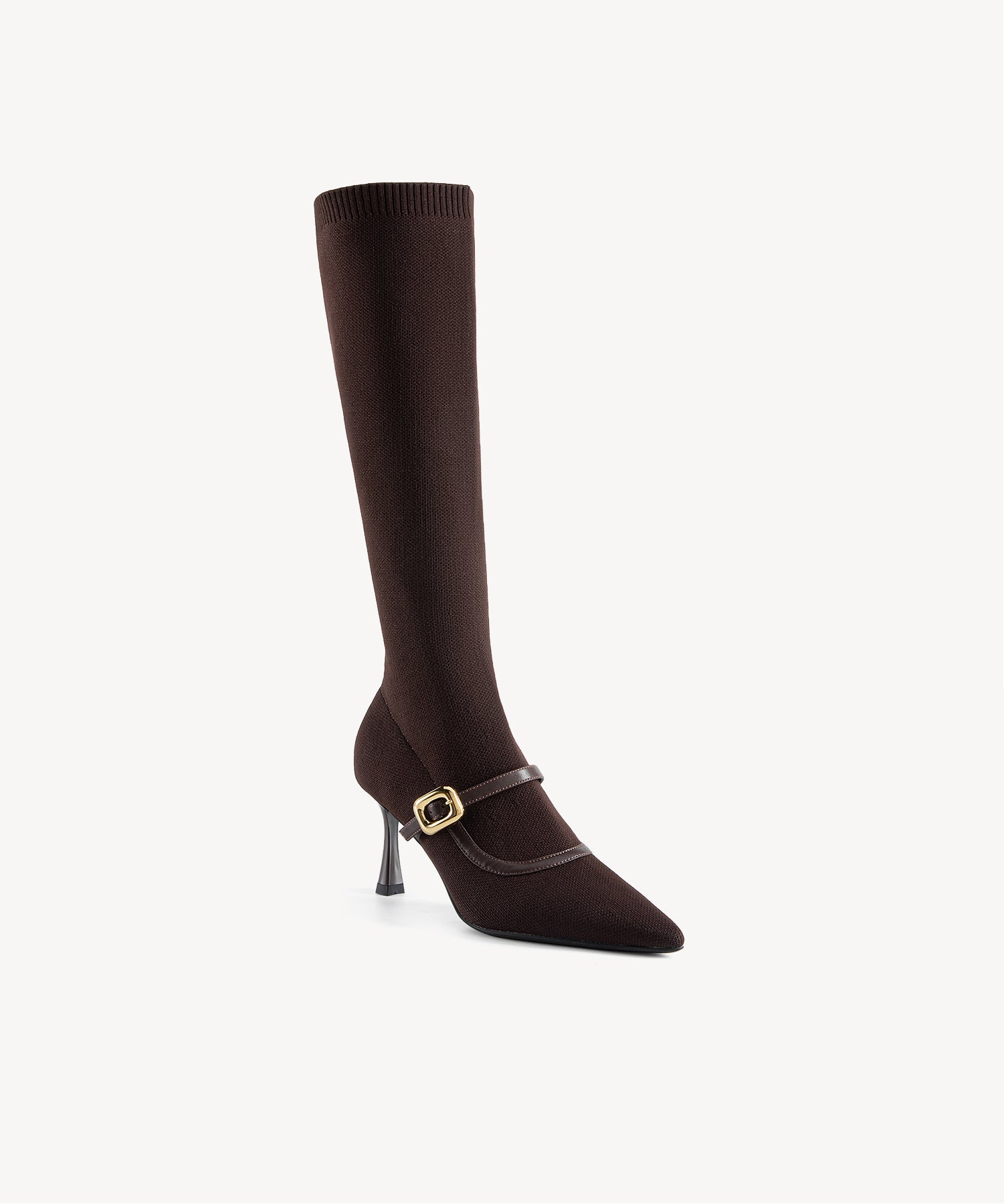 Enchanted Buckle Pointed Toe Sock High Boots