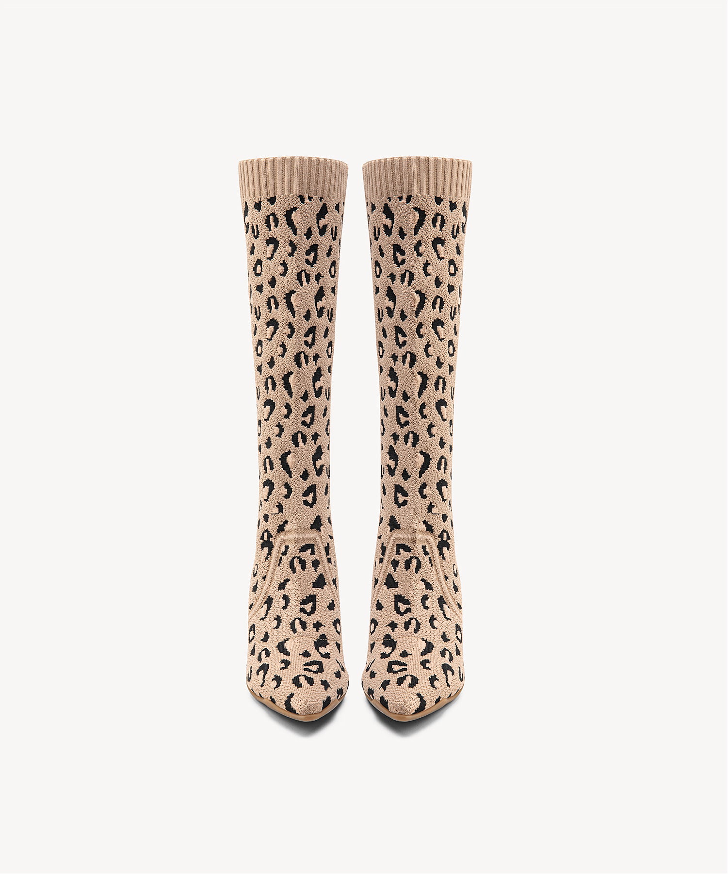 Minimalist  Pointed Toe Heeled Long Boots Leopard