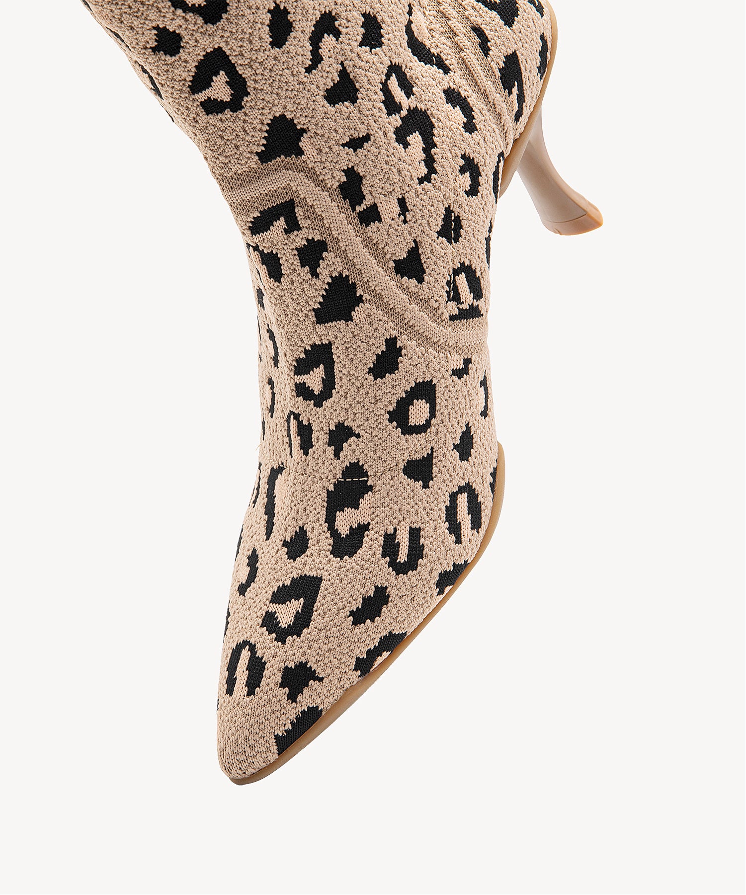 Minimalist  Pointed Toe Heeled Long Boots Brown Leopard