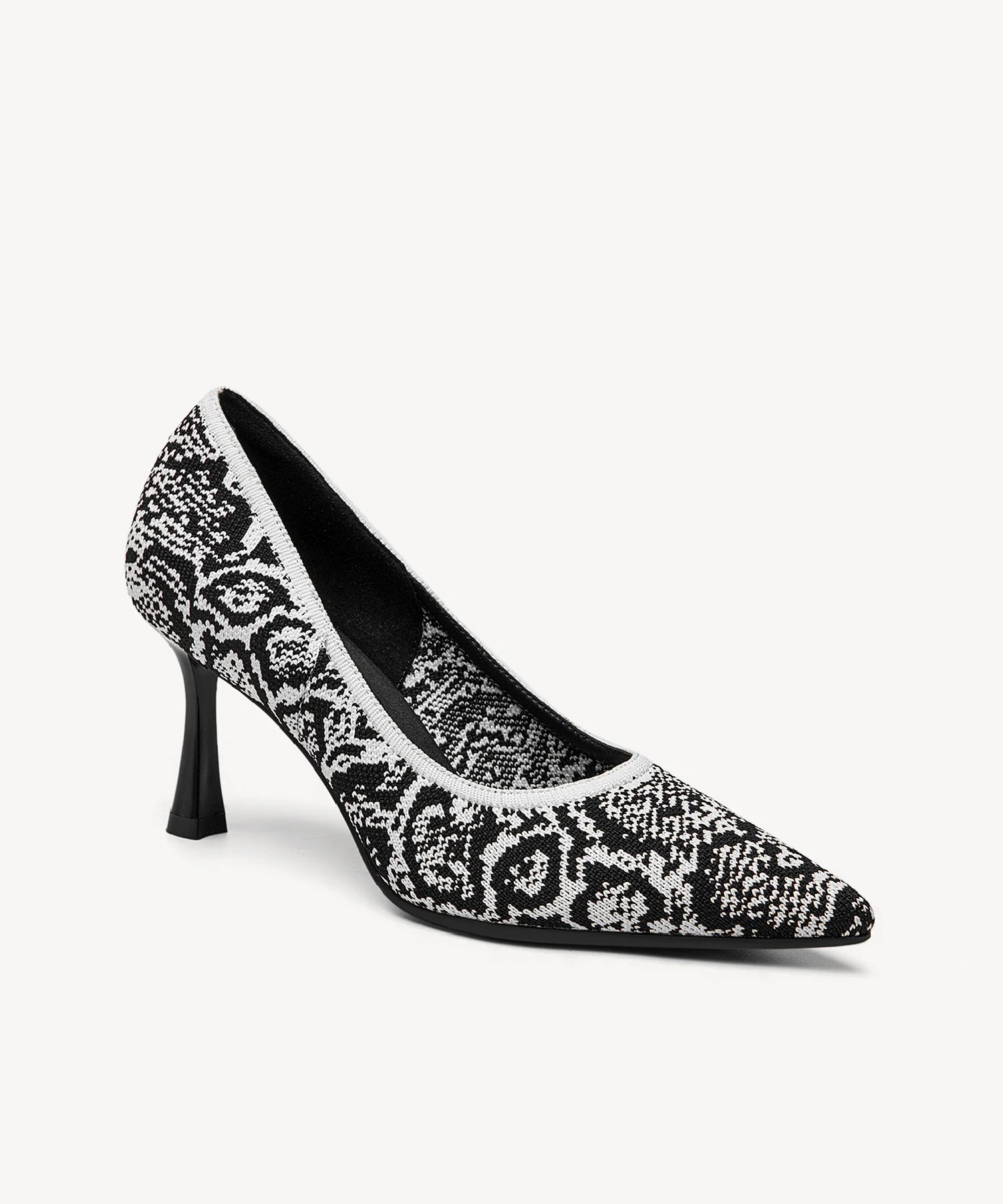 Minimalist Mesh Stiletto Heeled Pumps Black Snake Print