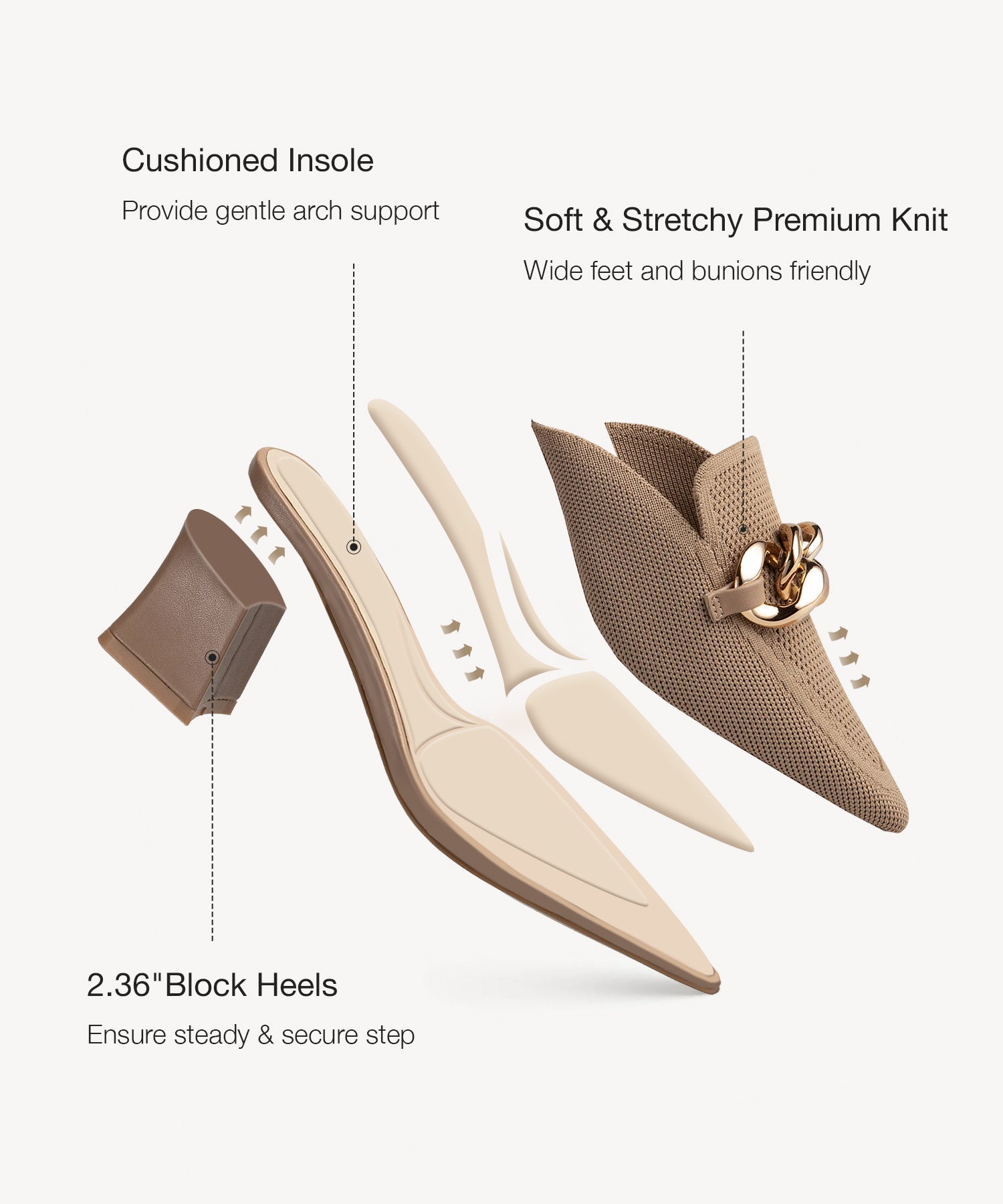 MOUSSE FIT Pointed Toe Heeled Mules Cosy Island #color_apricot