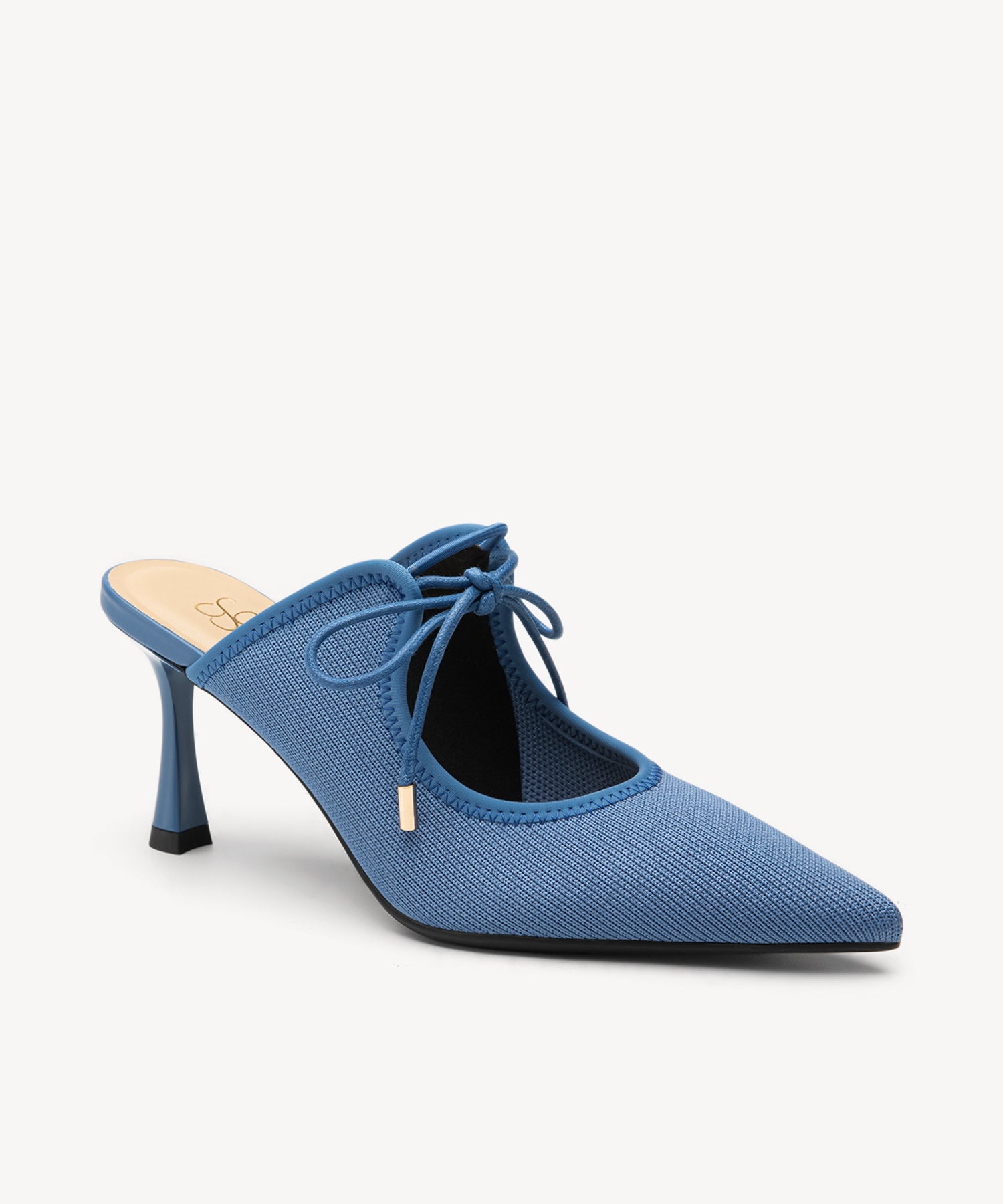 Elegant Chic Pointed Toe Heeled Mules Blue