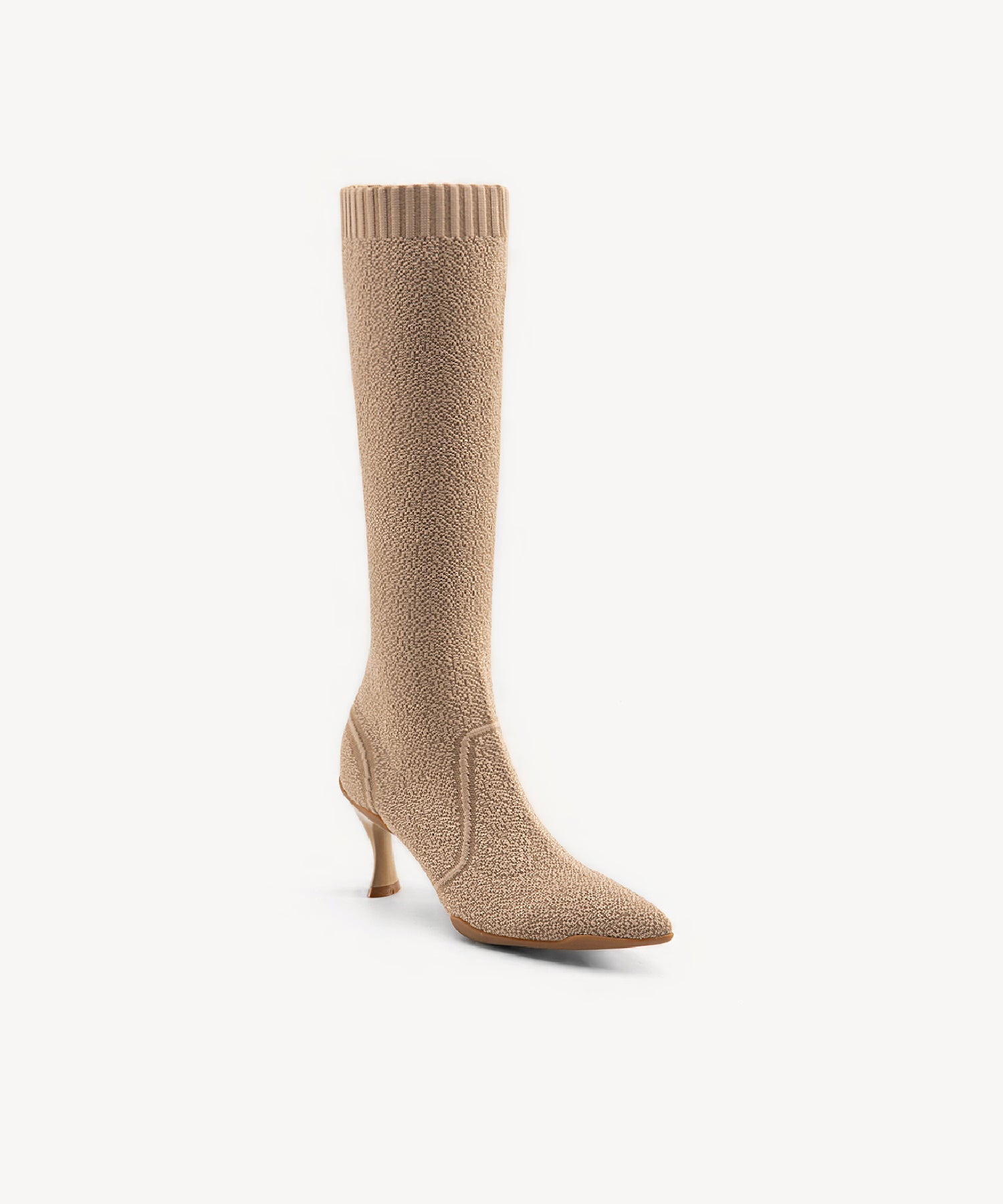 Minimalist  Pointed Toe Heeled Long Boots Coffee