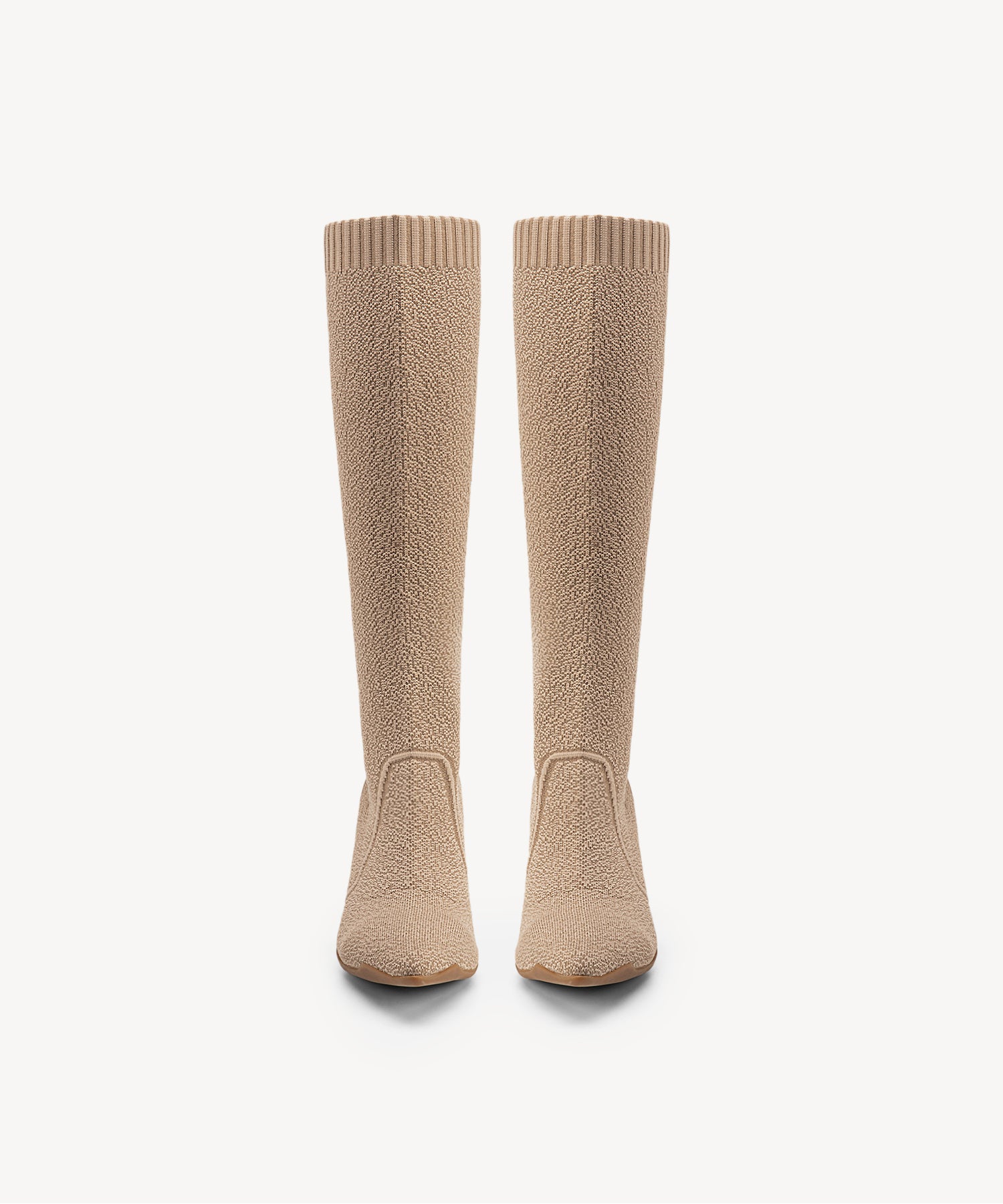 Minimalist  Pointed Toe Heeled Long Boots Coffee