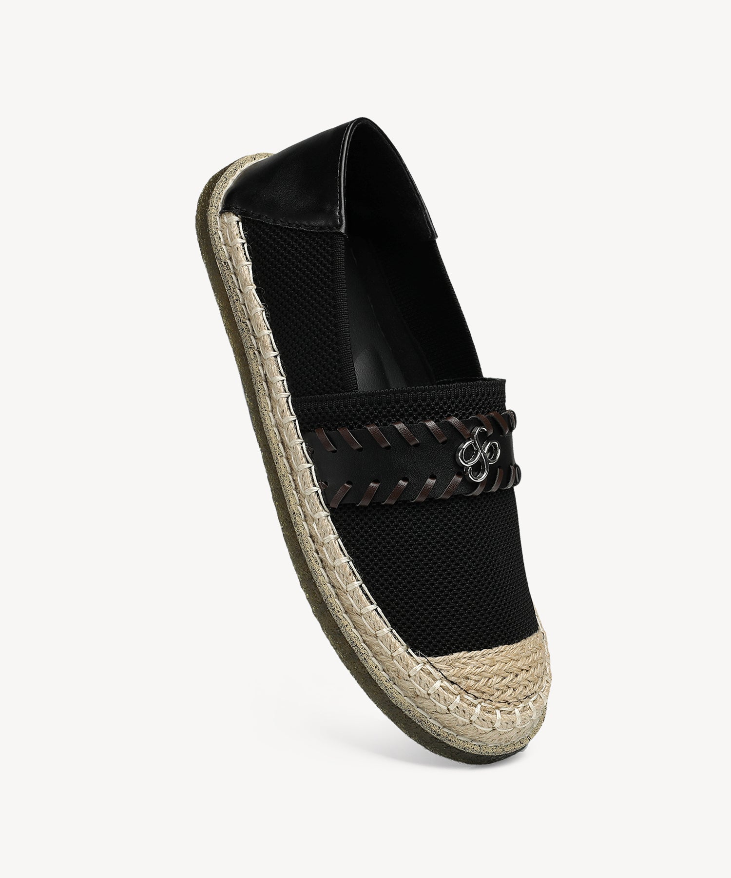 Casual Round Toe Flat Espadrilles COSY ISLAND #color_Black