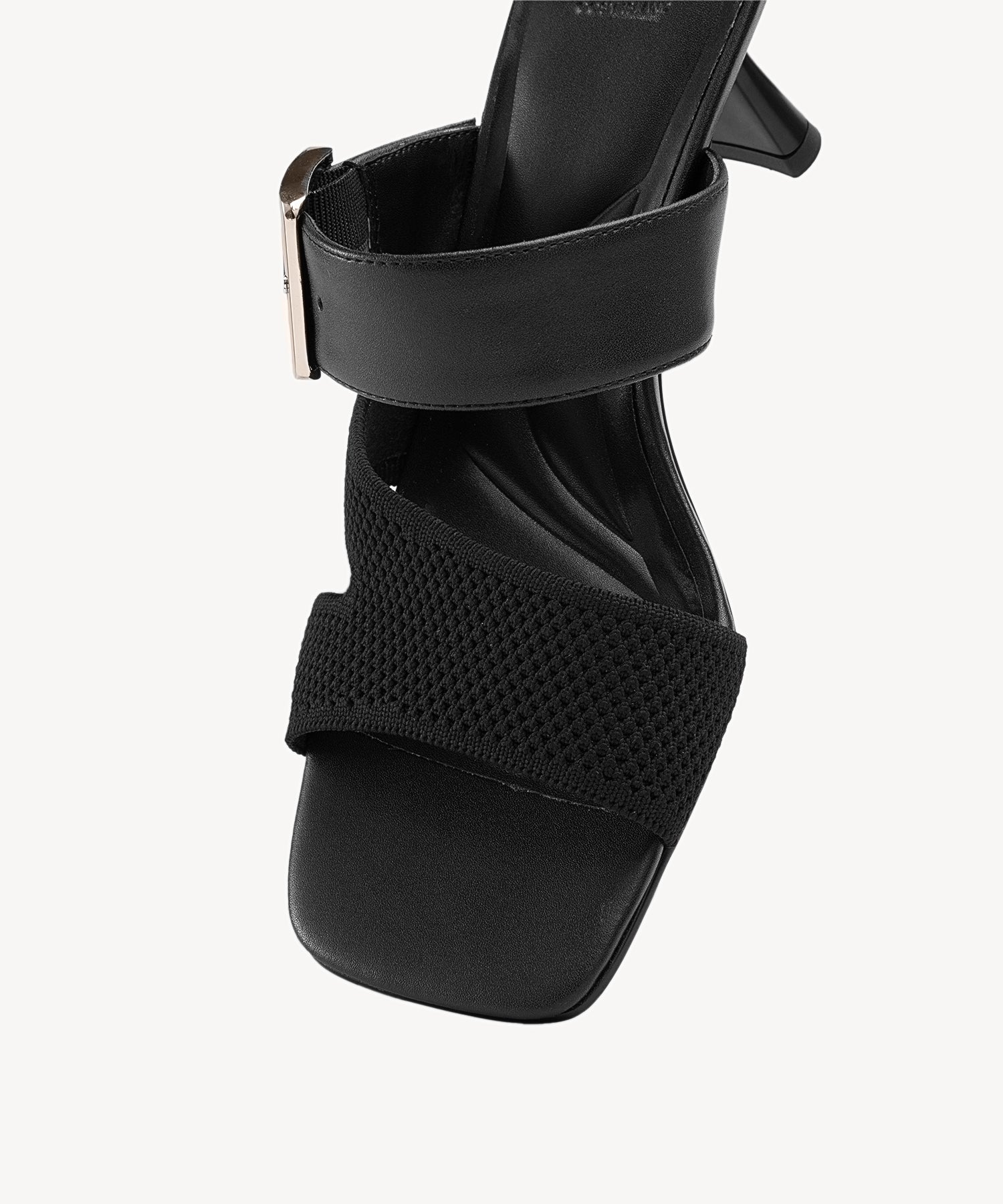 Buckle Cut Out Heeled Sandals COSY ISLAND #color_black