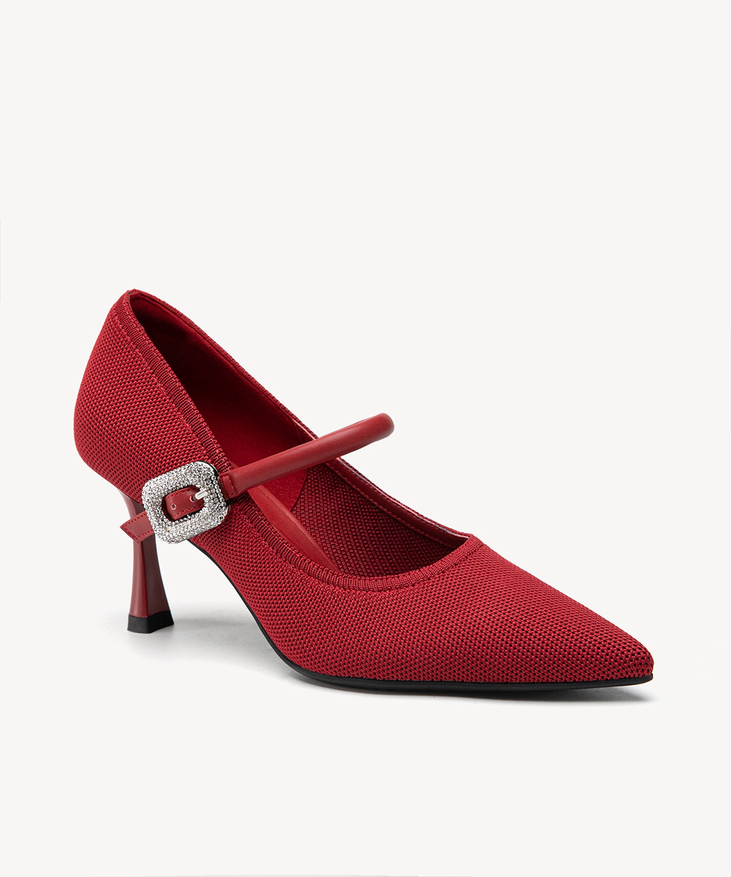 Gracelithe Shimmer Buckle Pumps Red