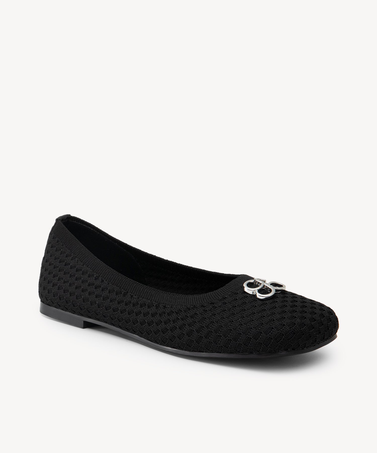 Ornament Square Toe Flat Ballerinas COSY ISLAND #color_black