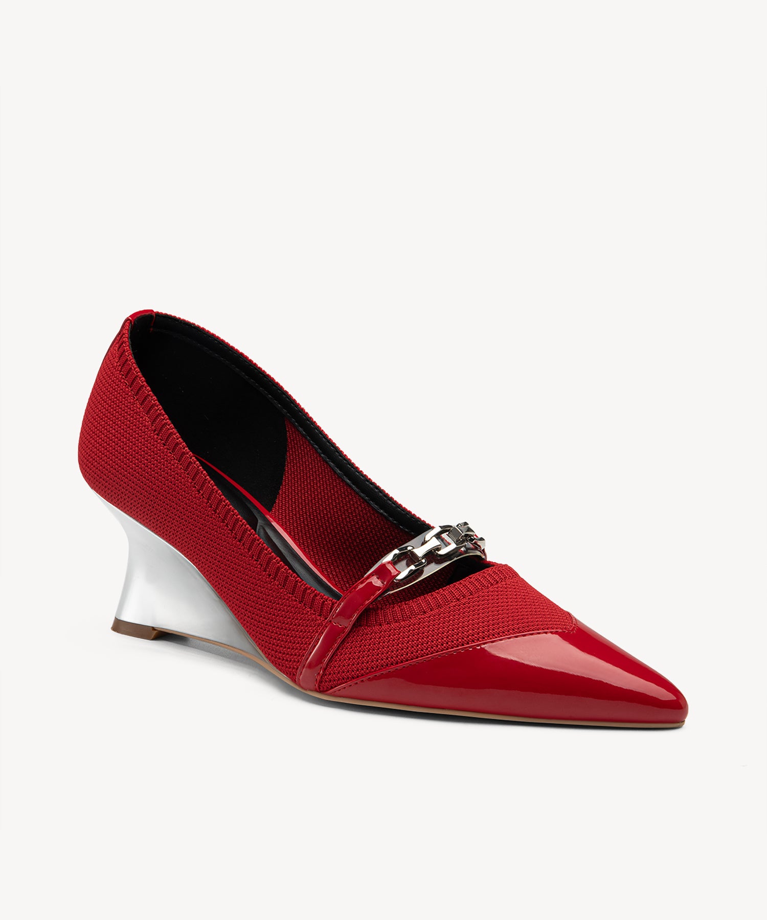 Elegant  Pointed Toe  Wedge Pumps COSY SILAND #color_red