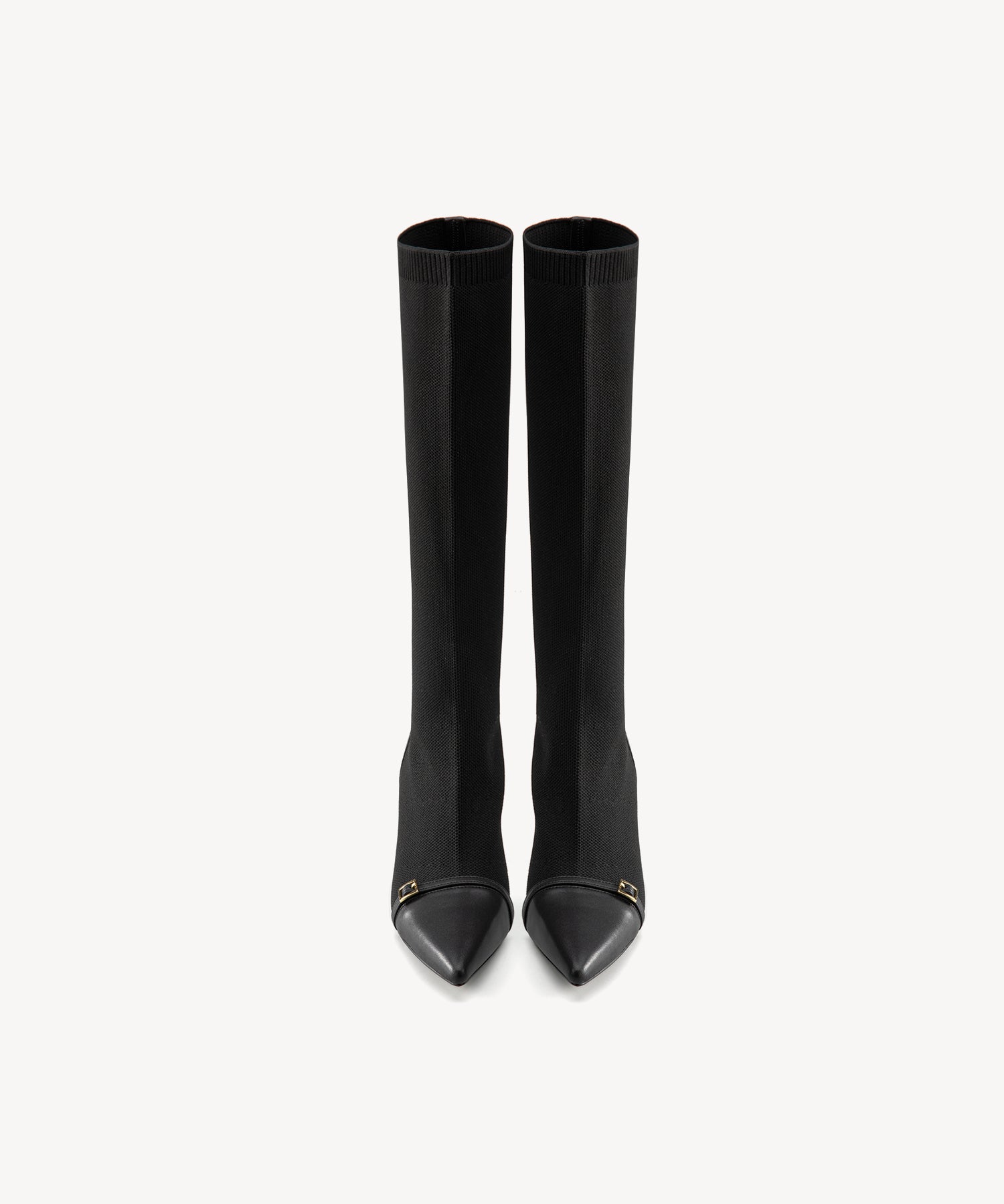 Leather Pointed Toe Heeled Long Boots