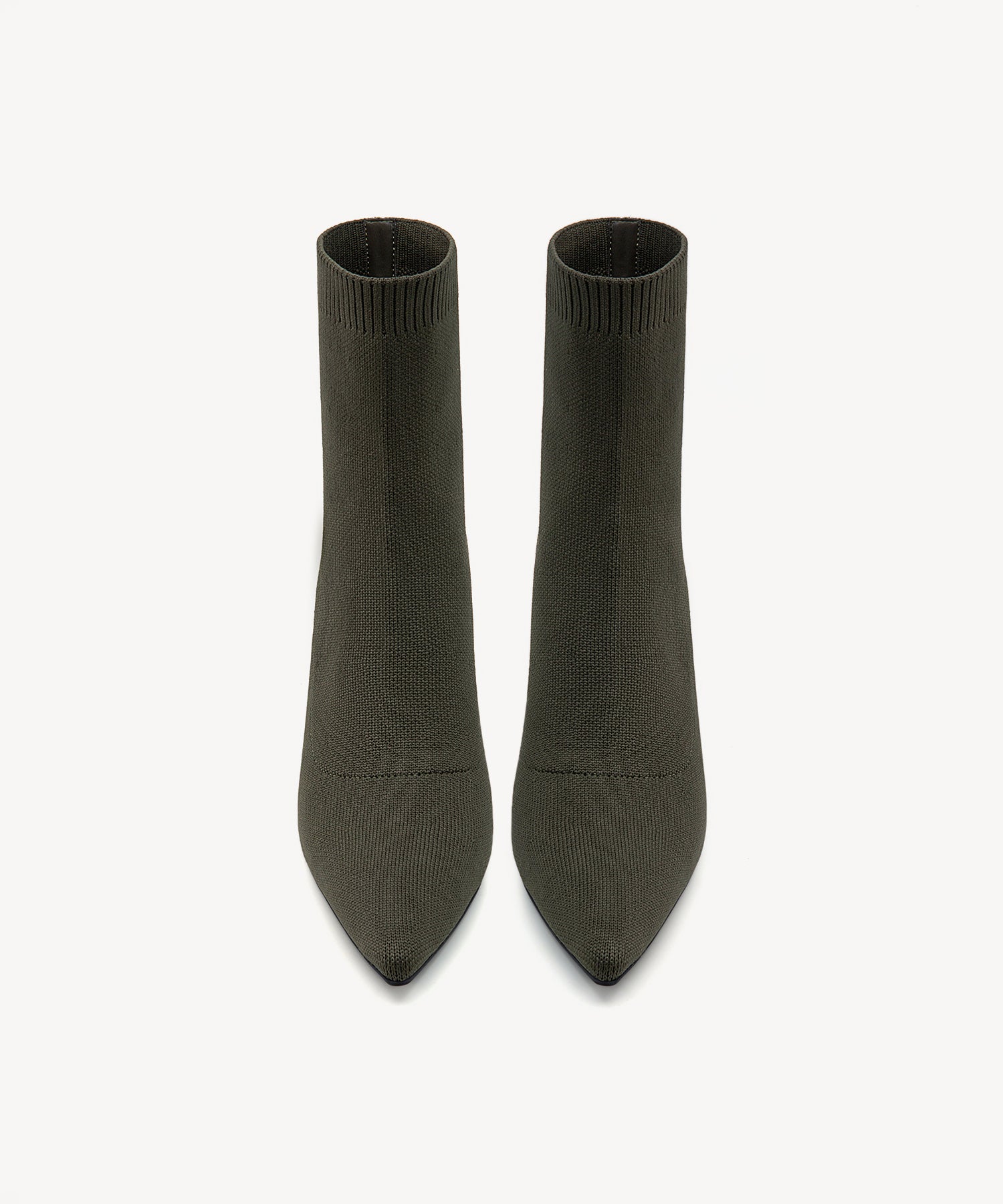 Minimalist Pointed Toe Sock Ankle Boots Green