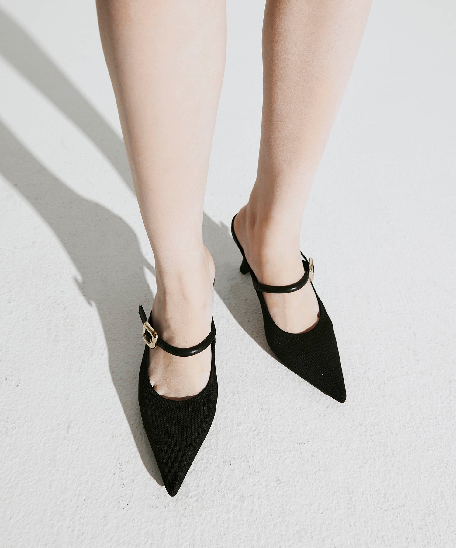 MOUSSE FIT Sexy Pointed Toe Heeled Mules Cosy Island #color_black