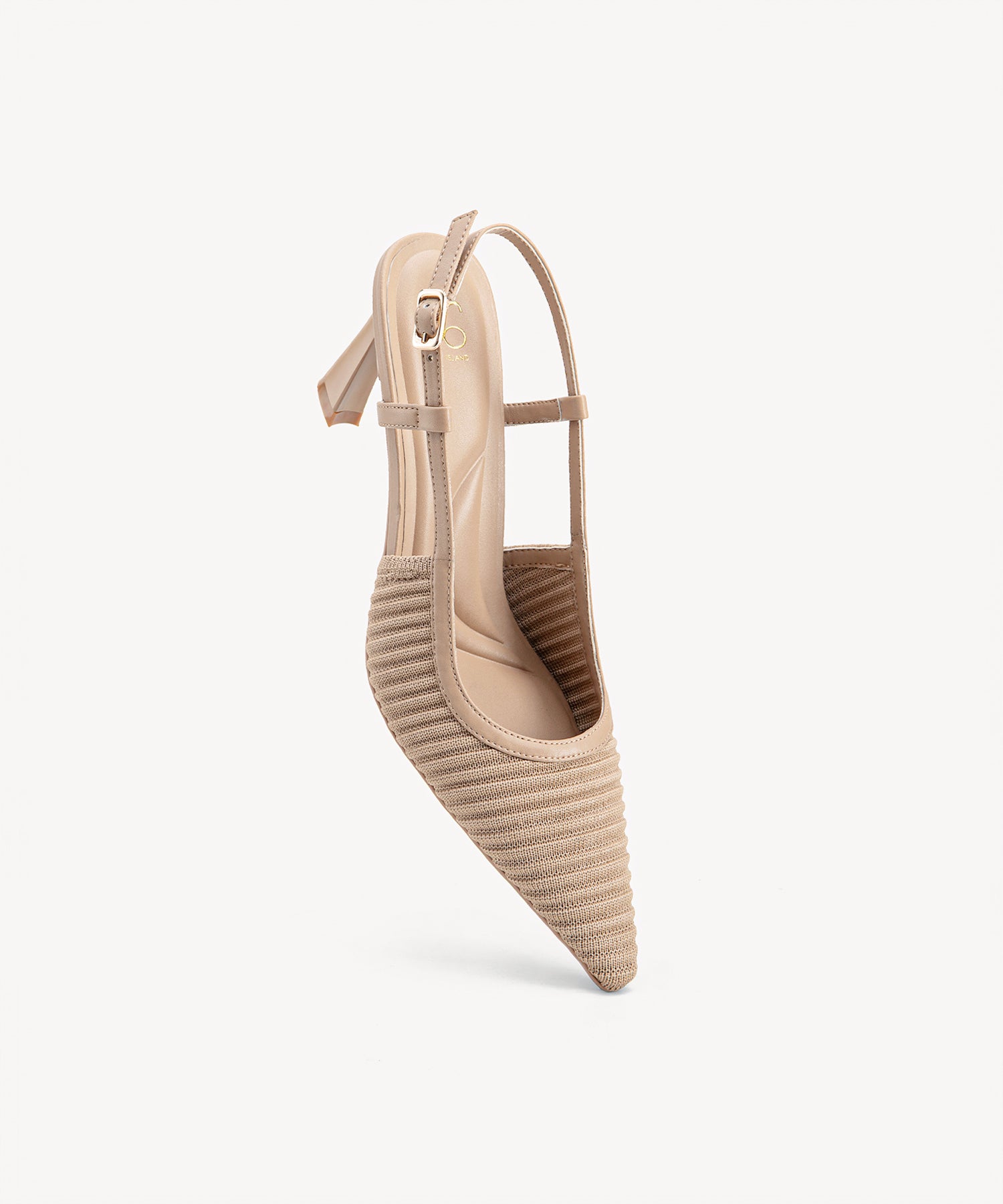 Minimalist Weave Pointed Toe Heeled Slingback#color_apricot